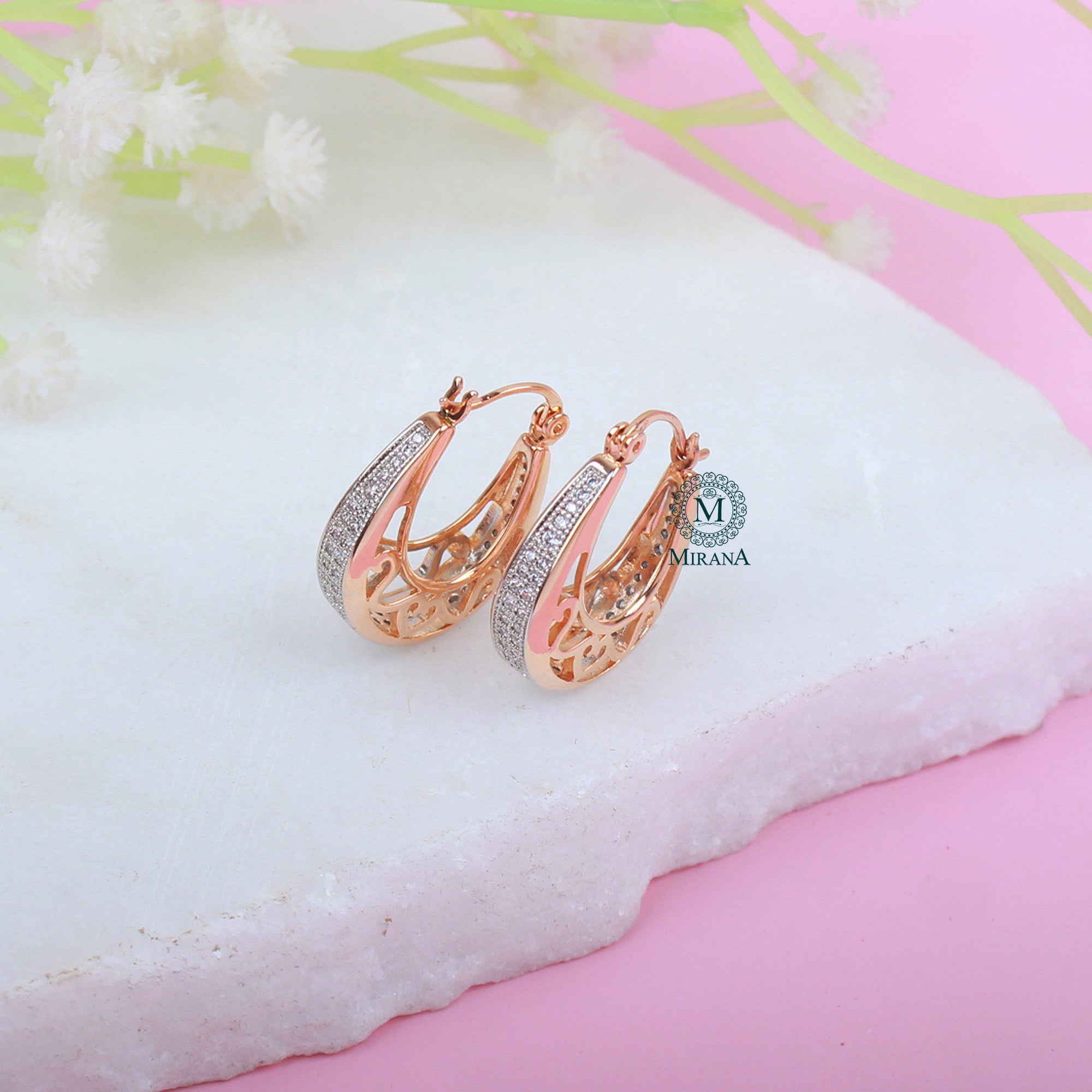 Leilani CZ Designer Hoop Hangings