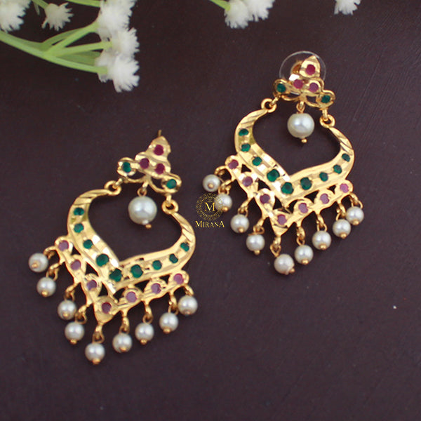 Ridhi Ruby Green Jadau Designer Earrings