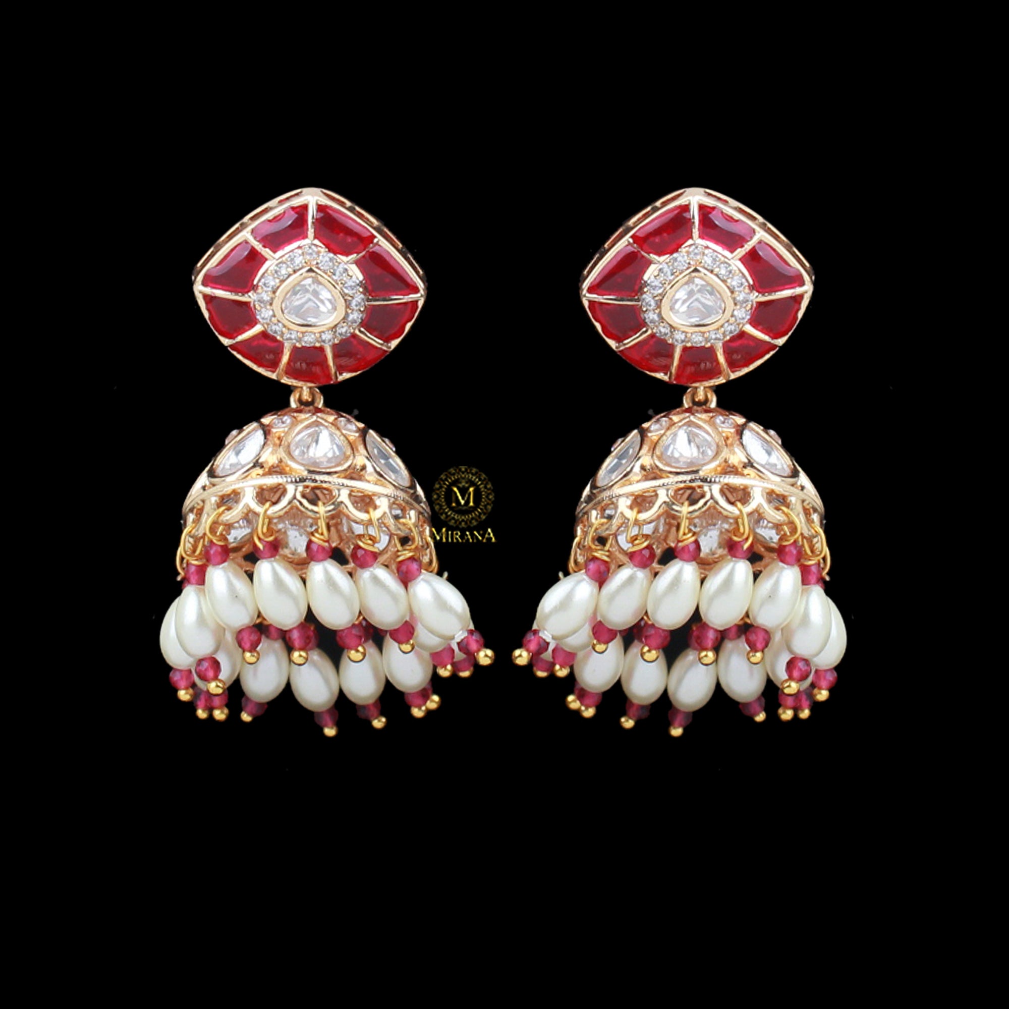 Anvi Ruby Polki Designer Jhumkas