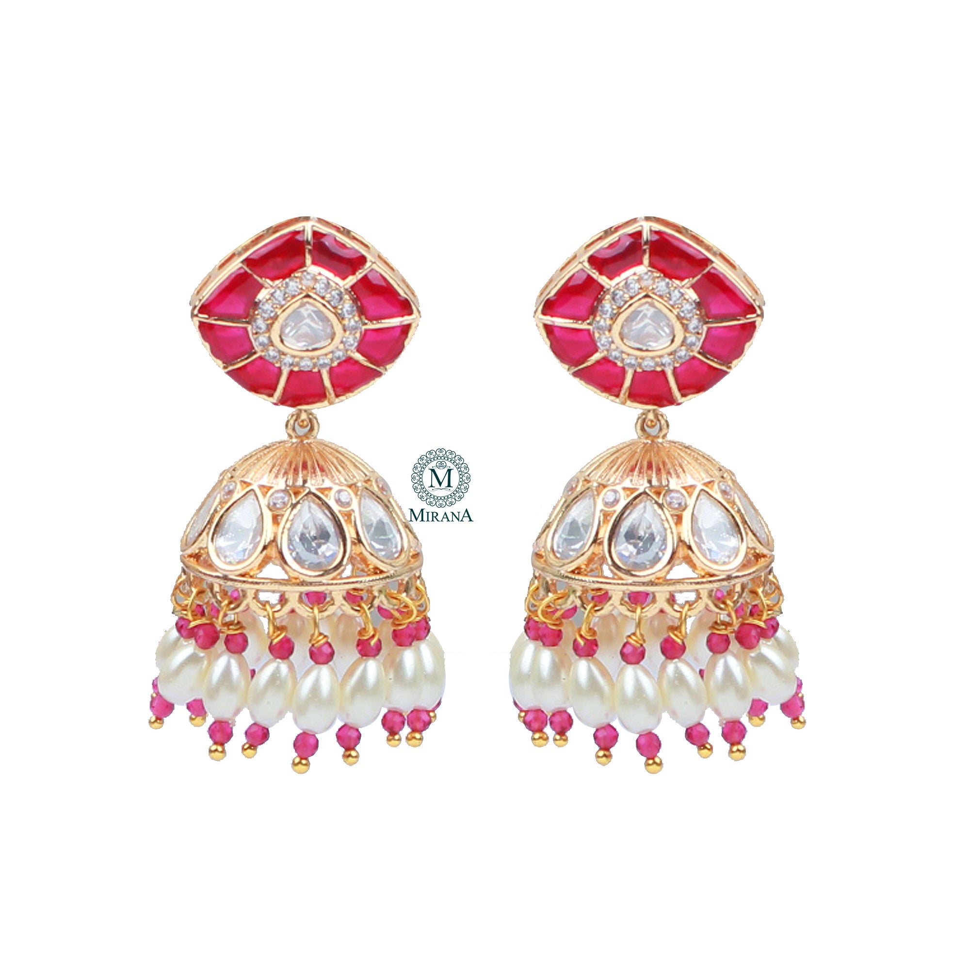 Anvi Ruby Polki Designer Jhumkas