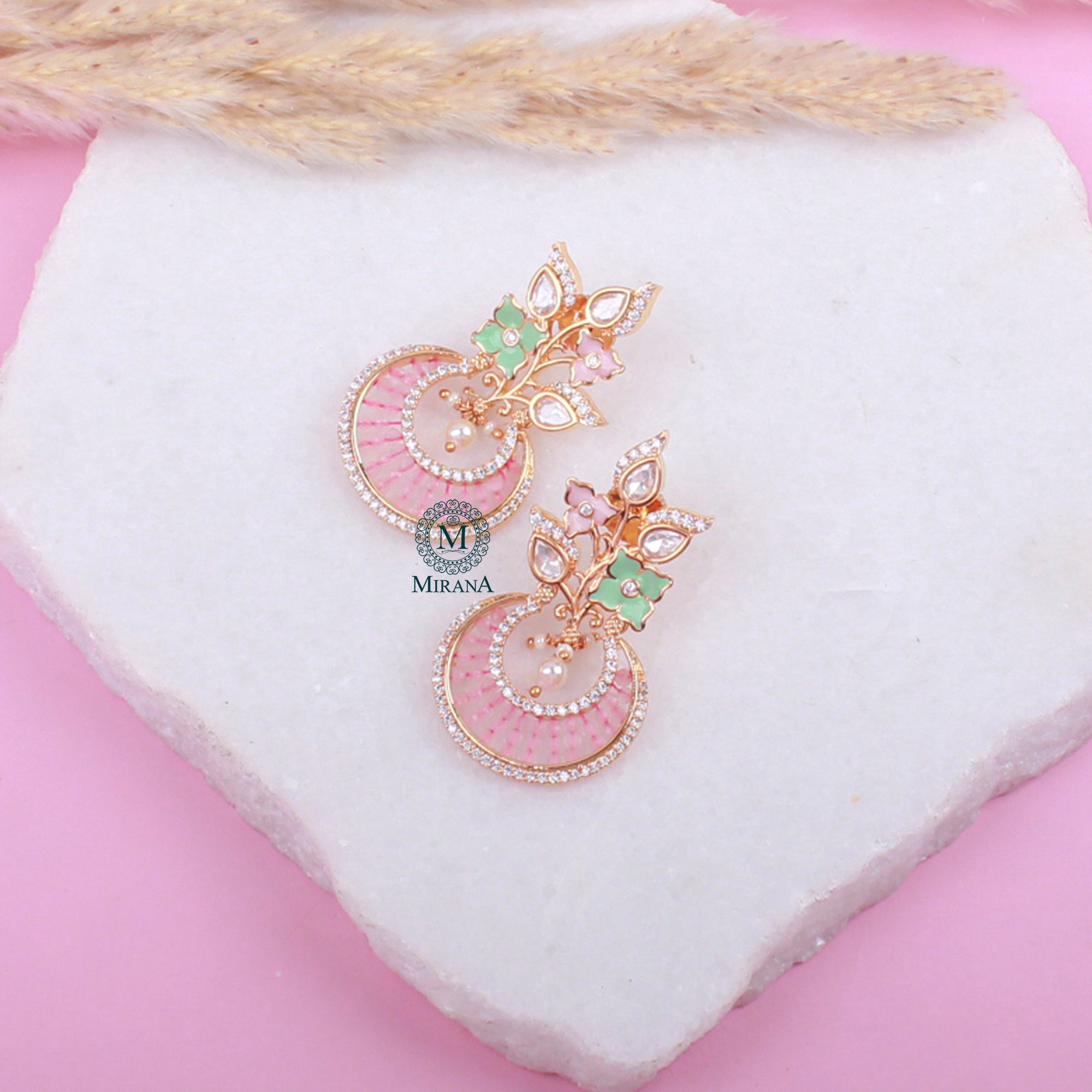 Charvi Pastel Colour Polki Designer Earrings