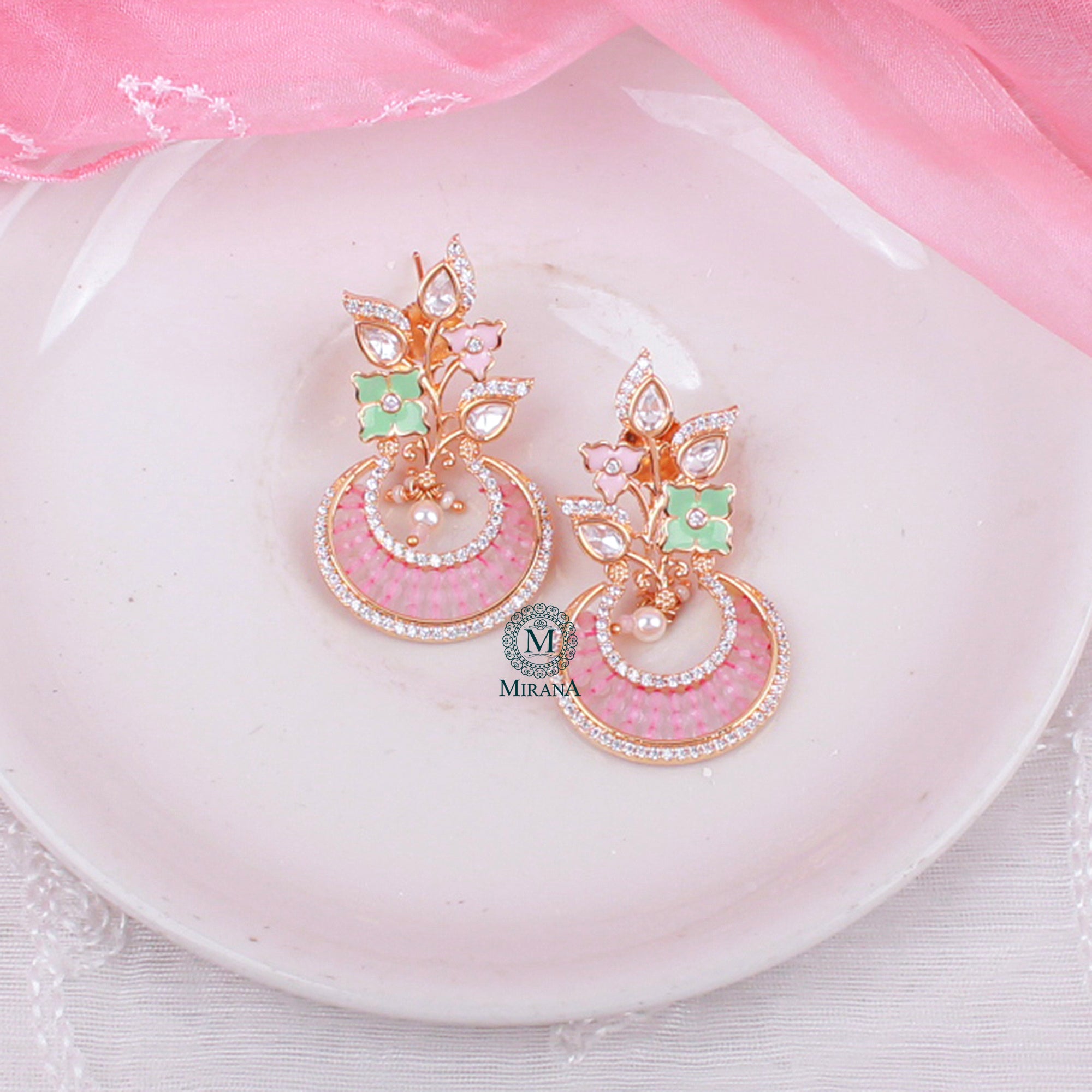Charvi Pastel Colour Polki Designer Earrings