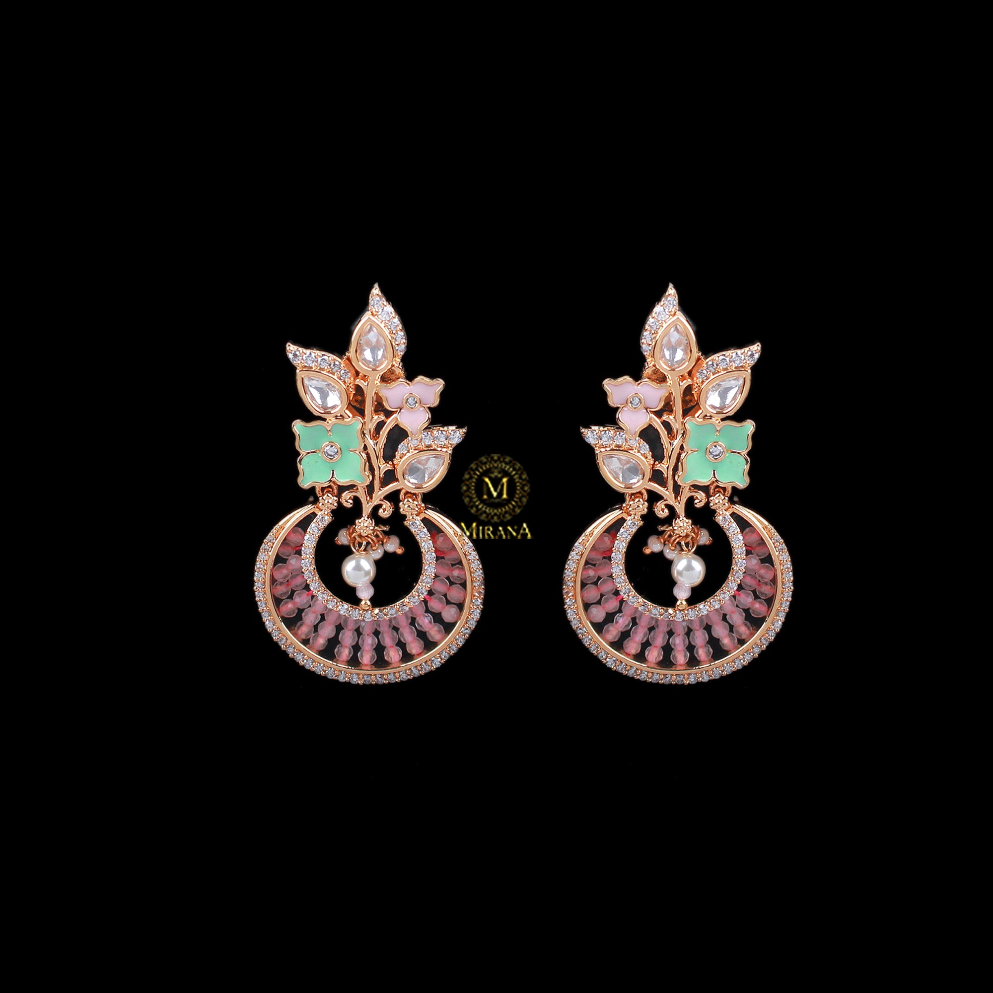 Charvi Pastel Colour Polki Designer Earrings