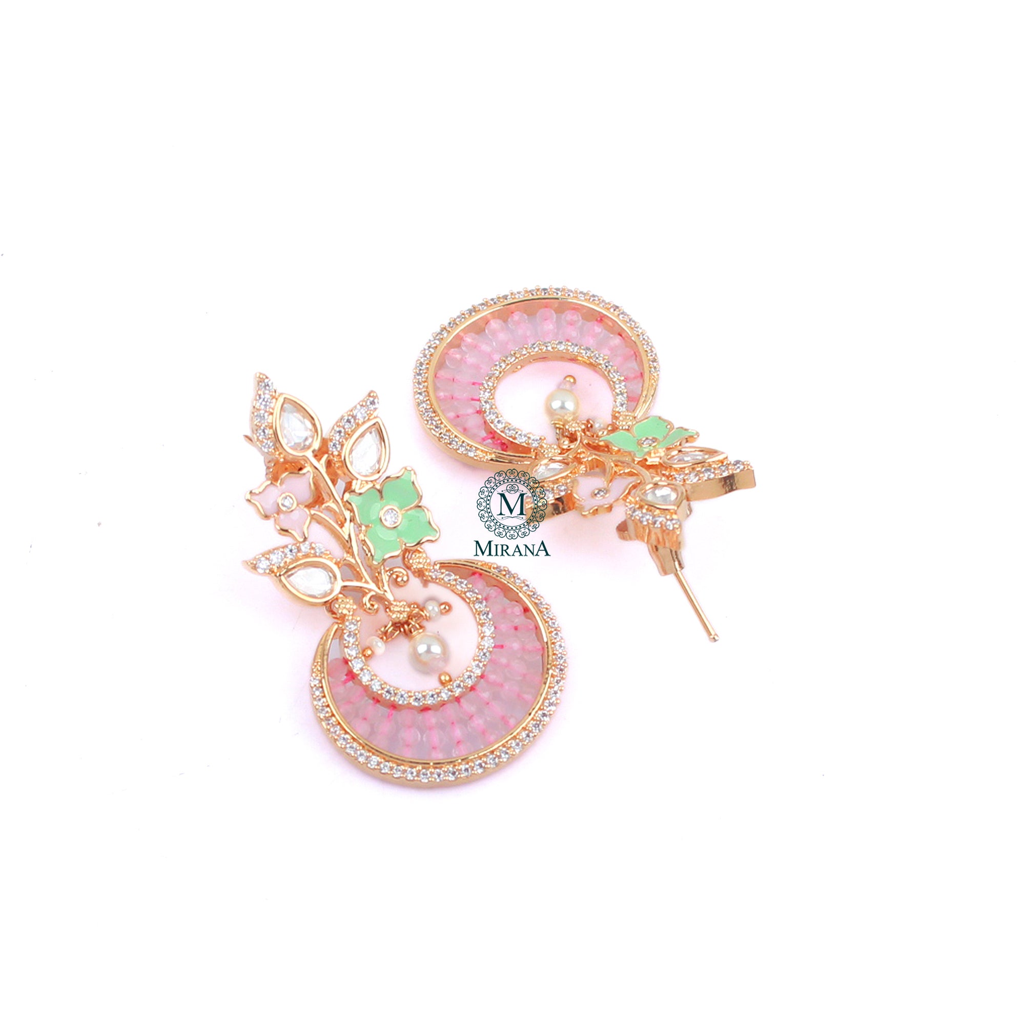 Charvi Pastel Colour Polki Designer Earrings