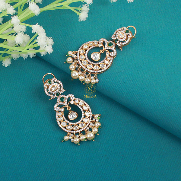 Fida Emerald Green Polki Designer Chandbalis