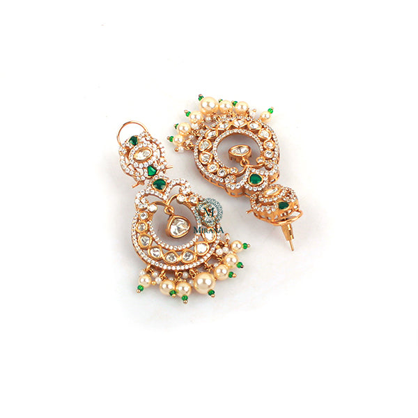 Fida Emerald Green Polki Designer Chandbalis