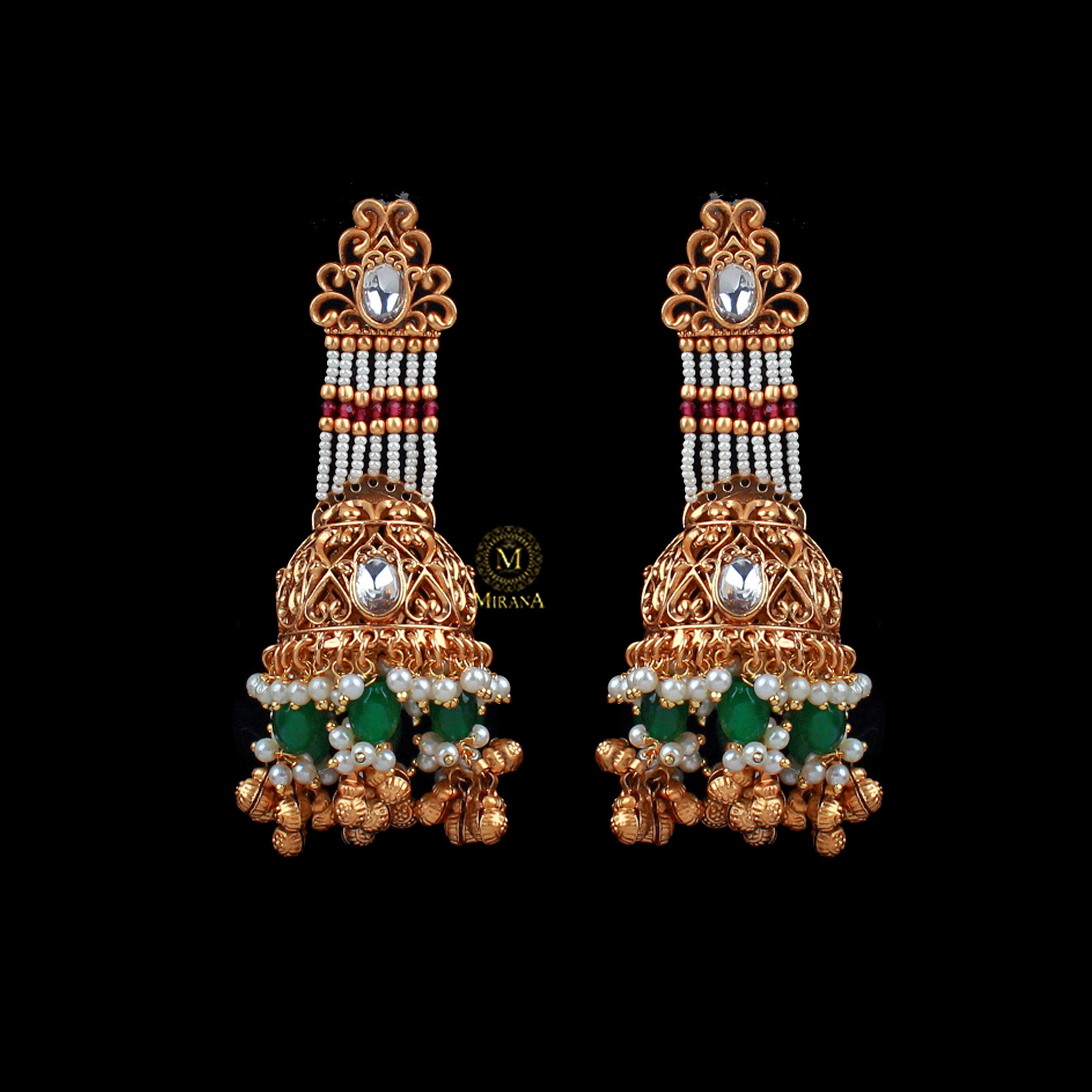 Idhaya Pearl Antique Designer Jhumkas