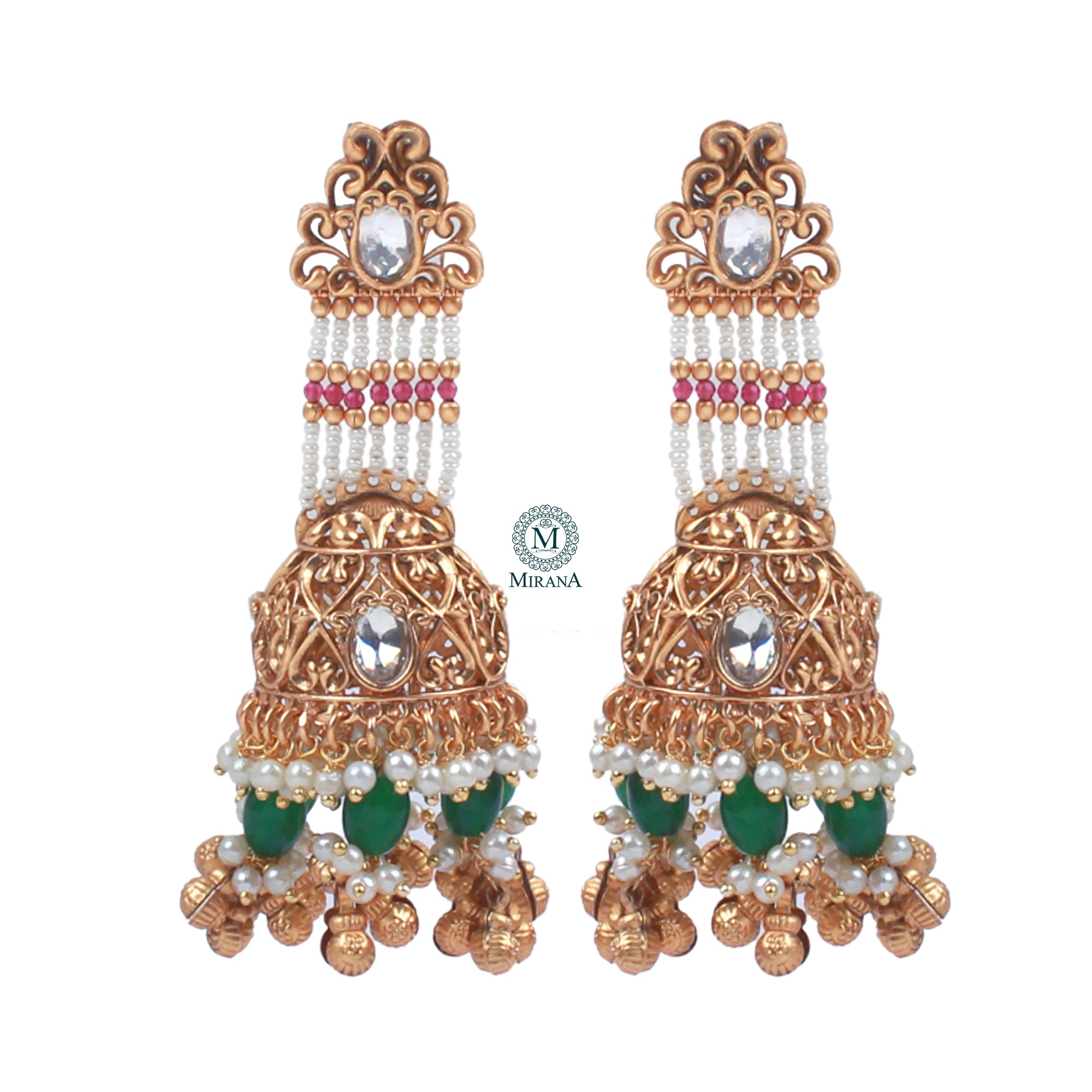 Idhaya Pearl Antique Designer Jhumkas