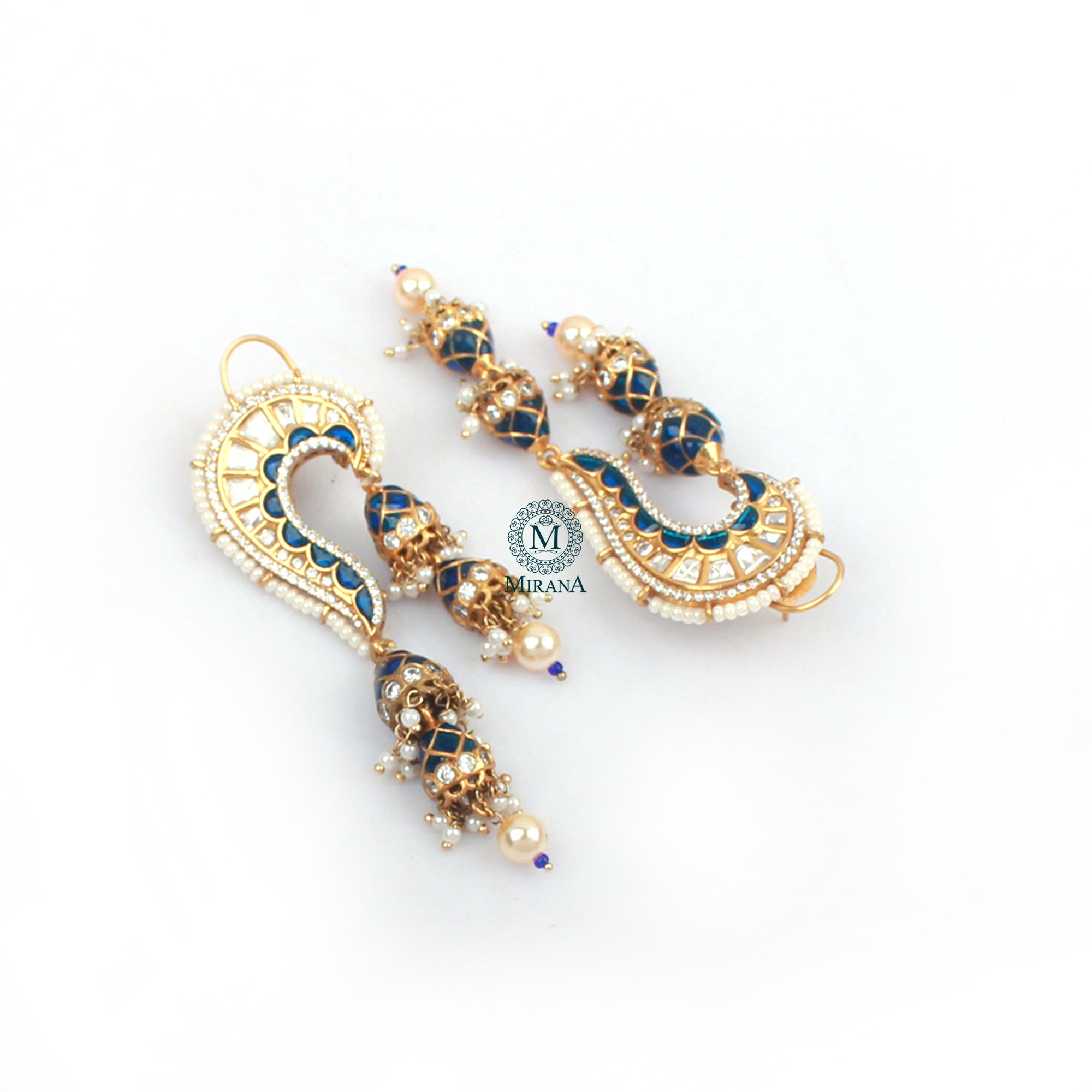Rikita Sapphire Blue Polki Designer Earrings