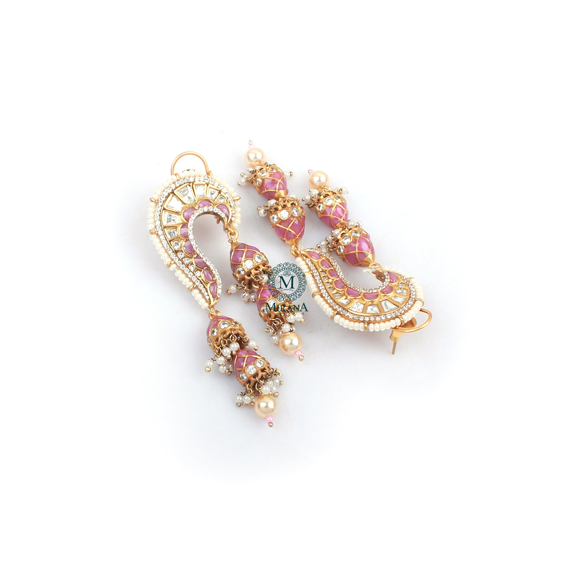 Rikita Pastel Pink Polki Designer Earrings
