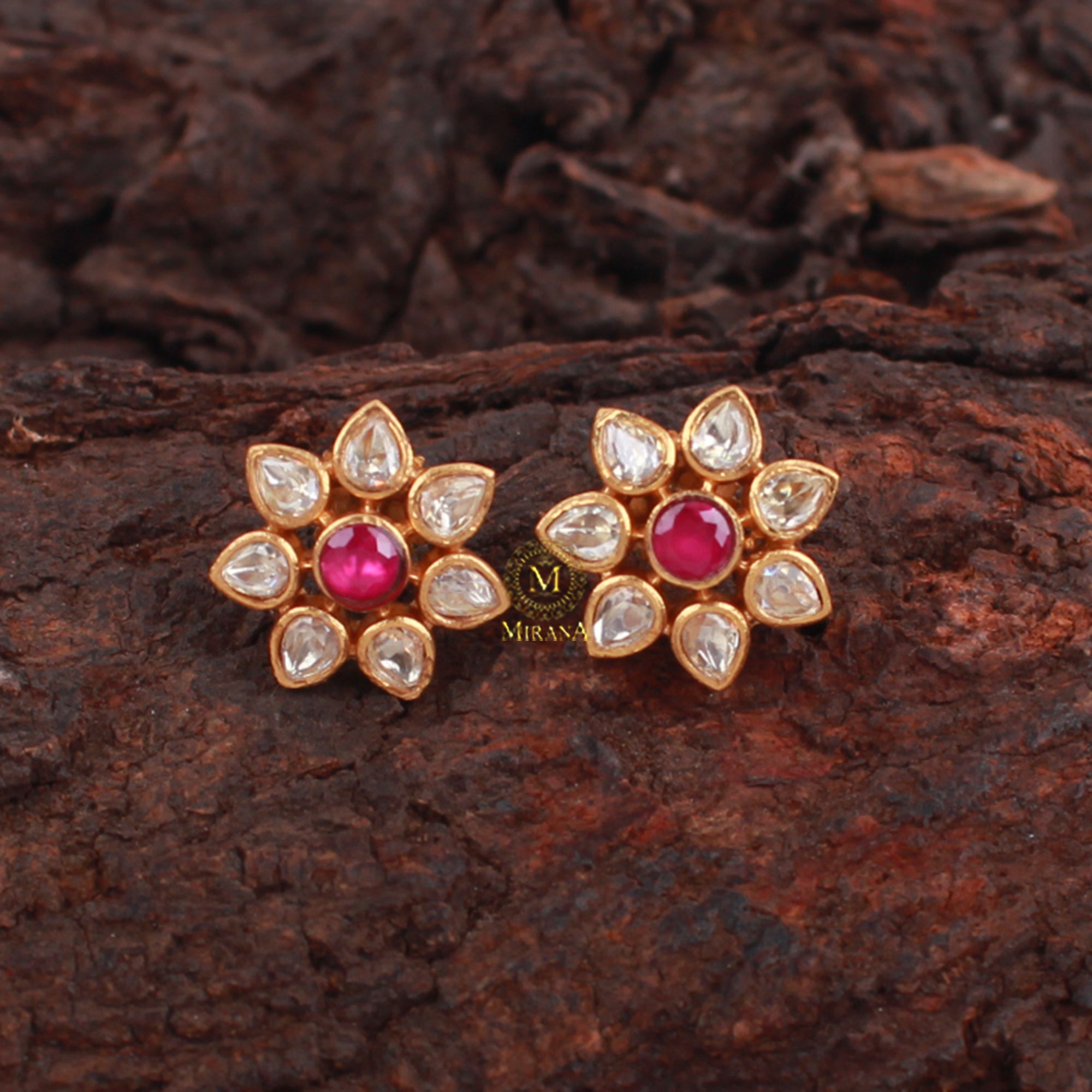 Worisha Ruby Moissanite Designer Studs