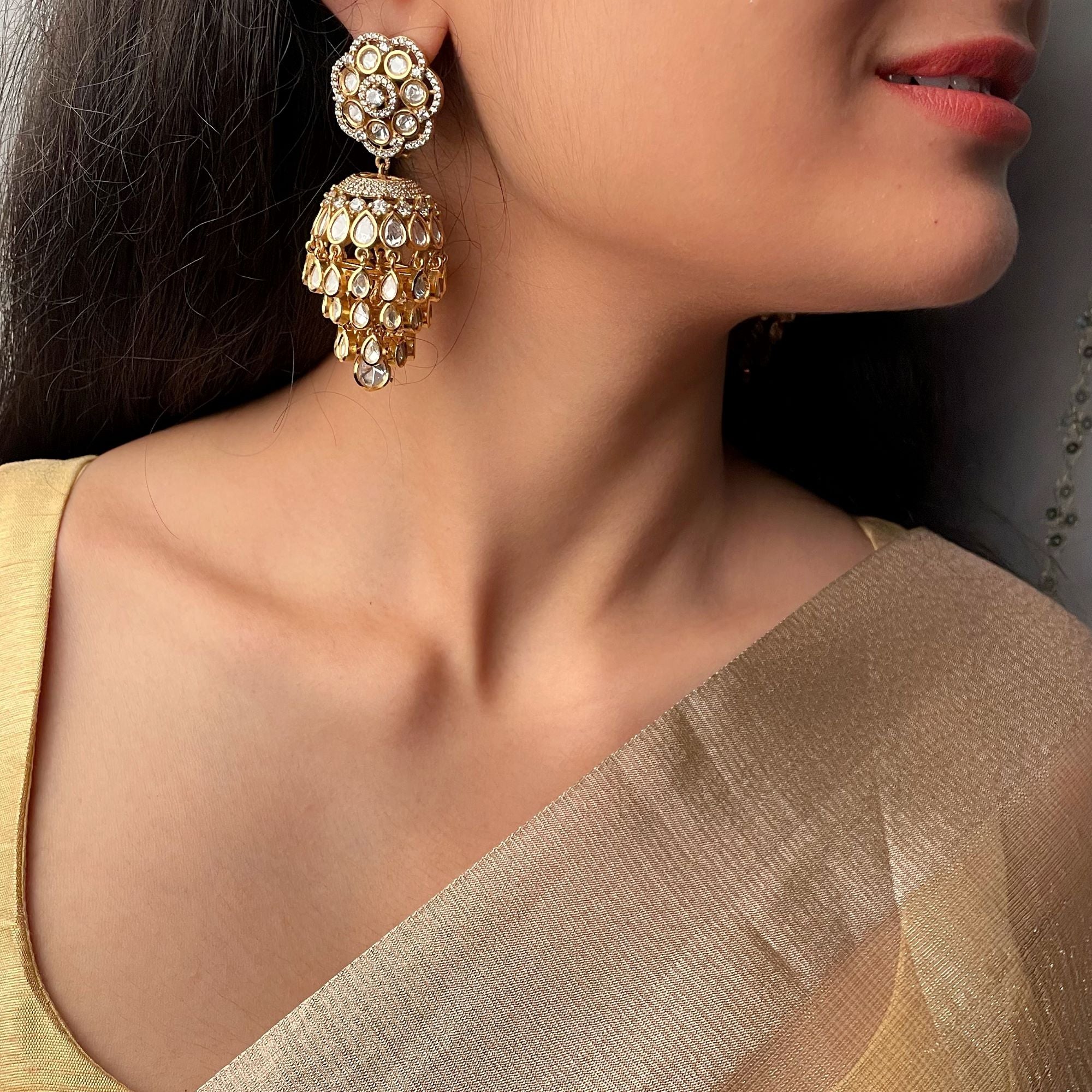 Barkha Moissanite Designer Jhumkas