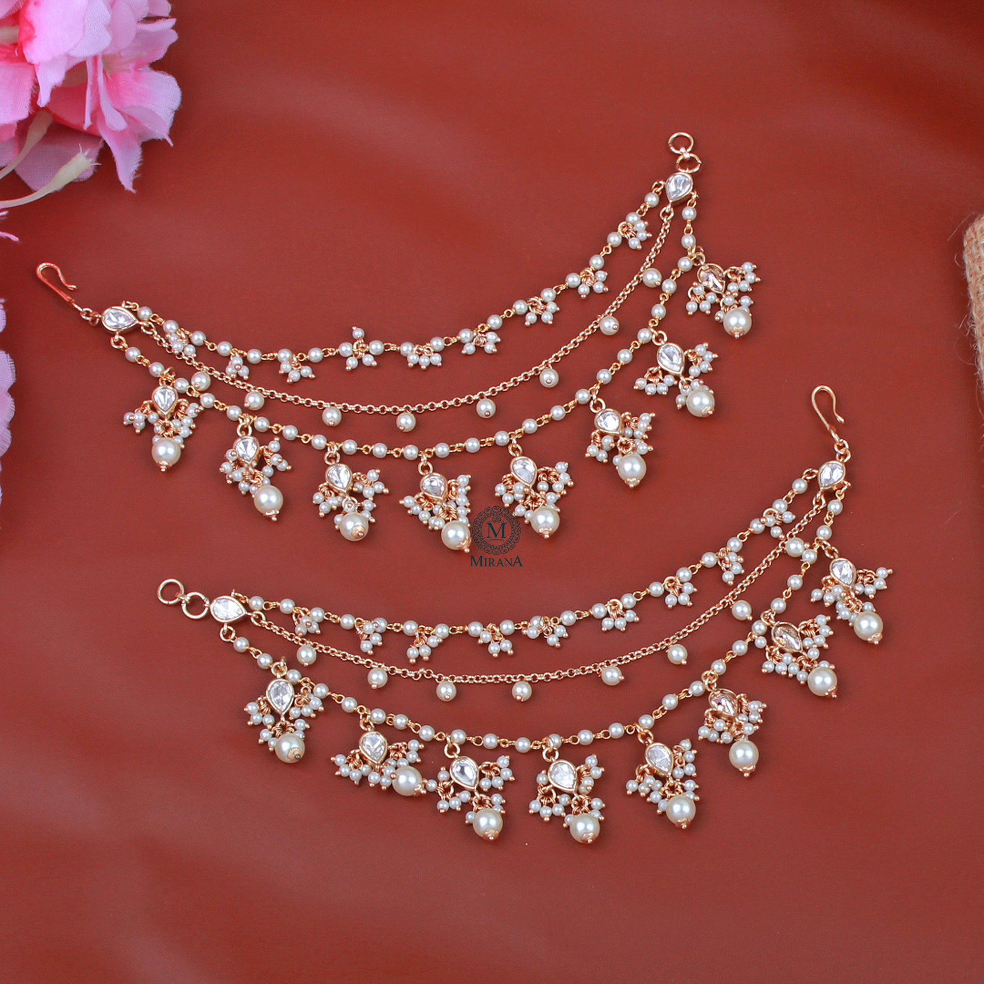 Jasmira Polki Designer Ear Chains