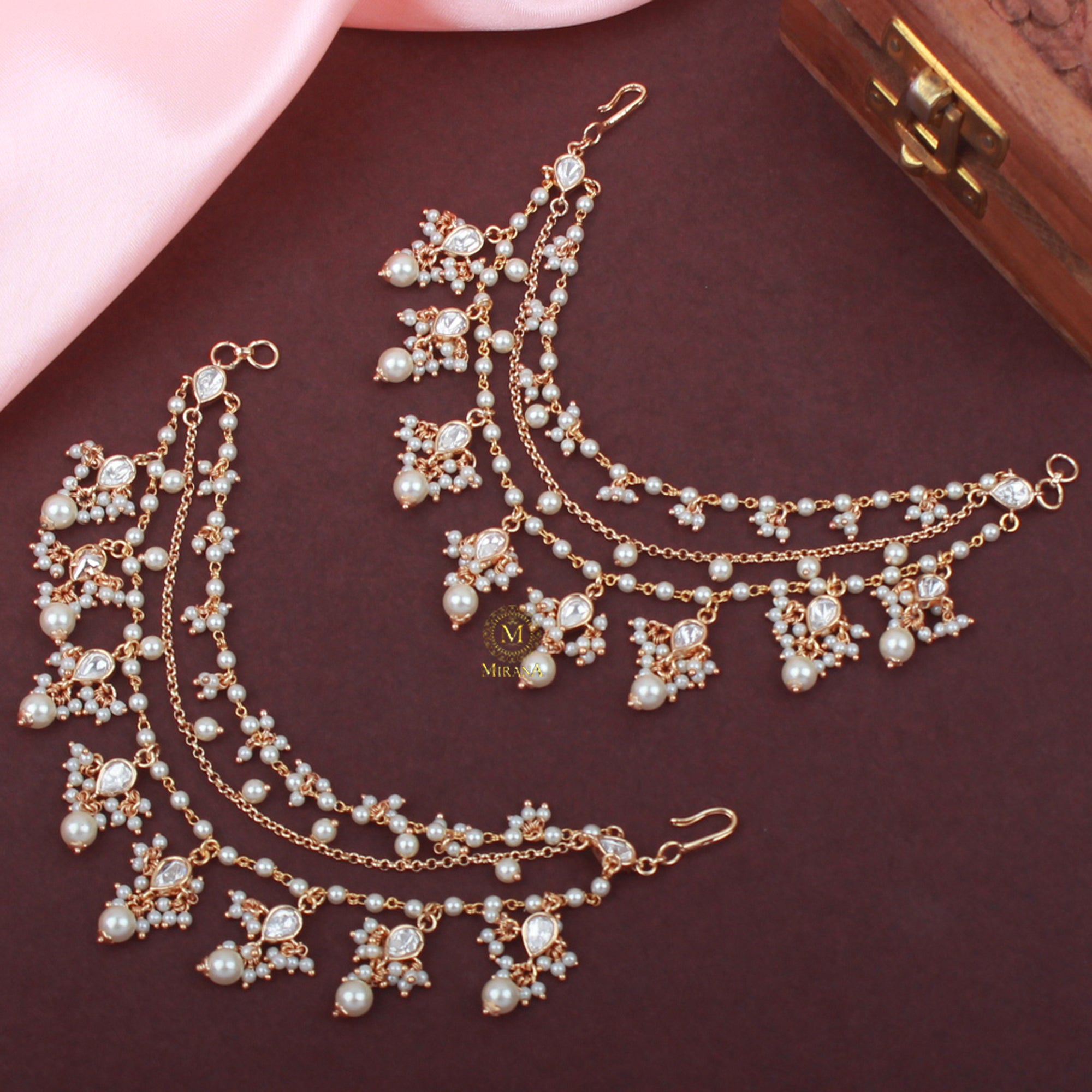 Jasmira Polki Designer Ear Chains