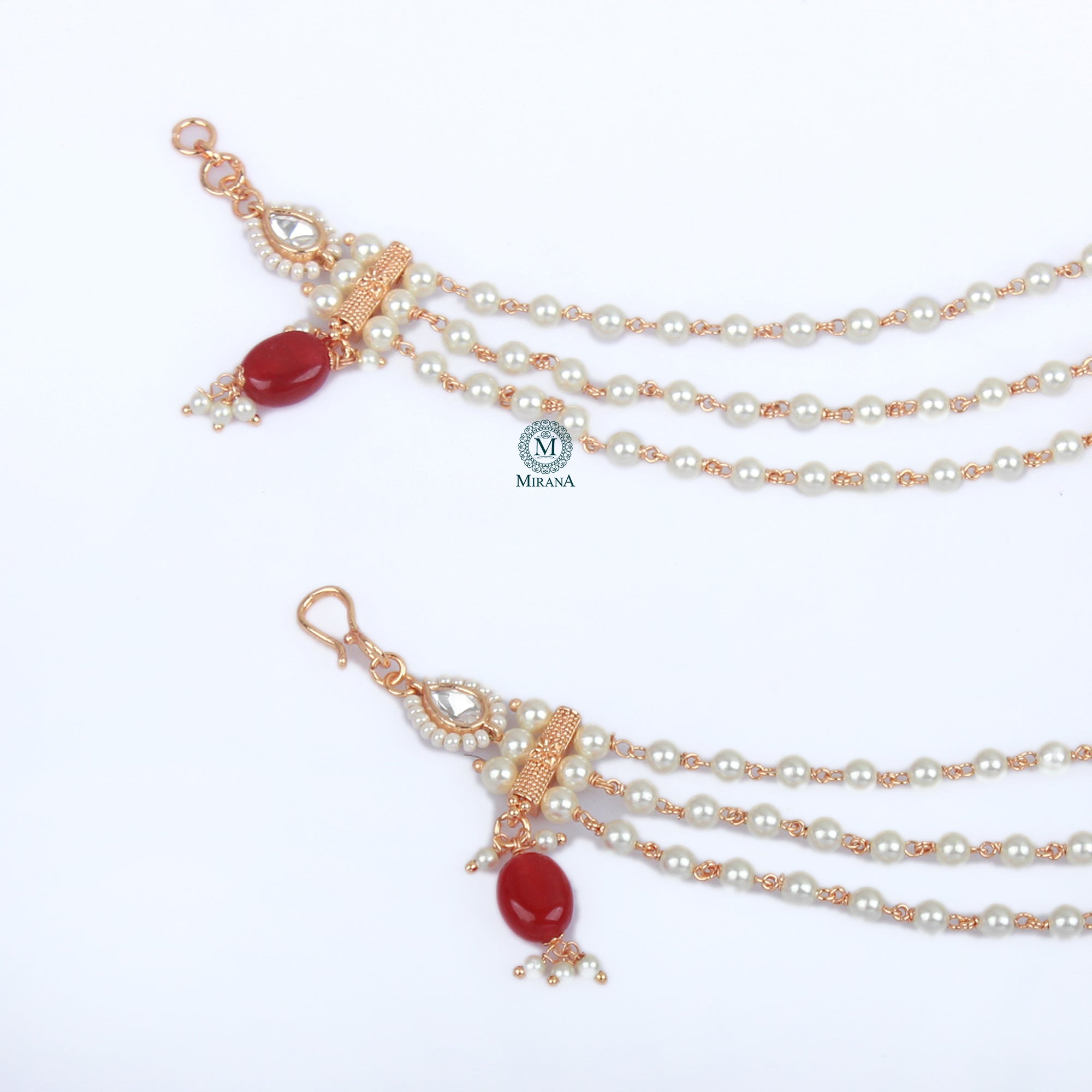 Sheena Ruby Polki Designer Ear Chains