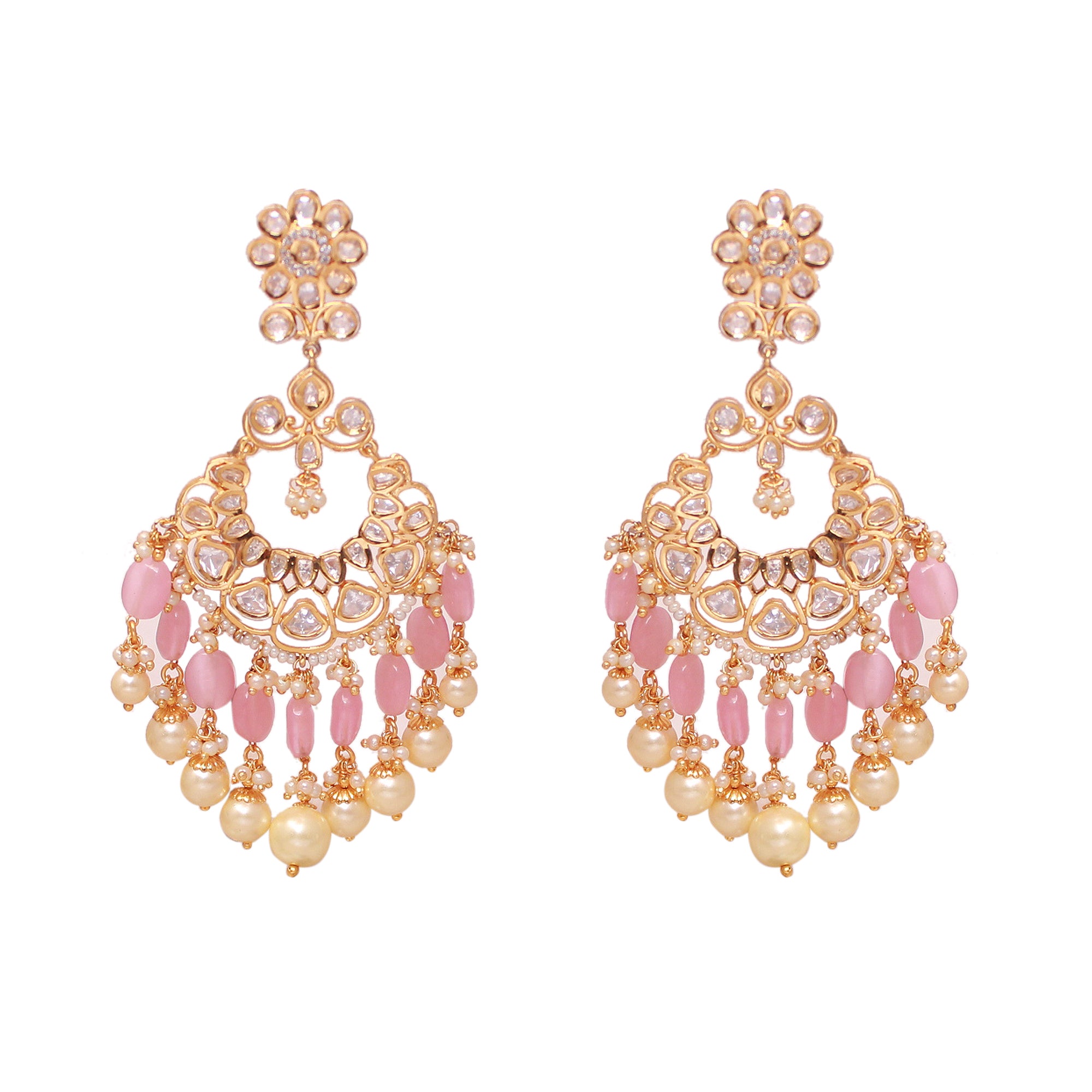 Chaaya Pearl Kundan Designer Chandbalis