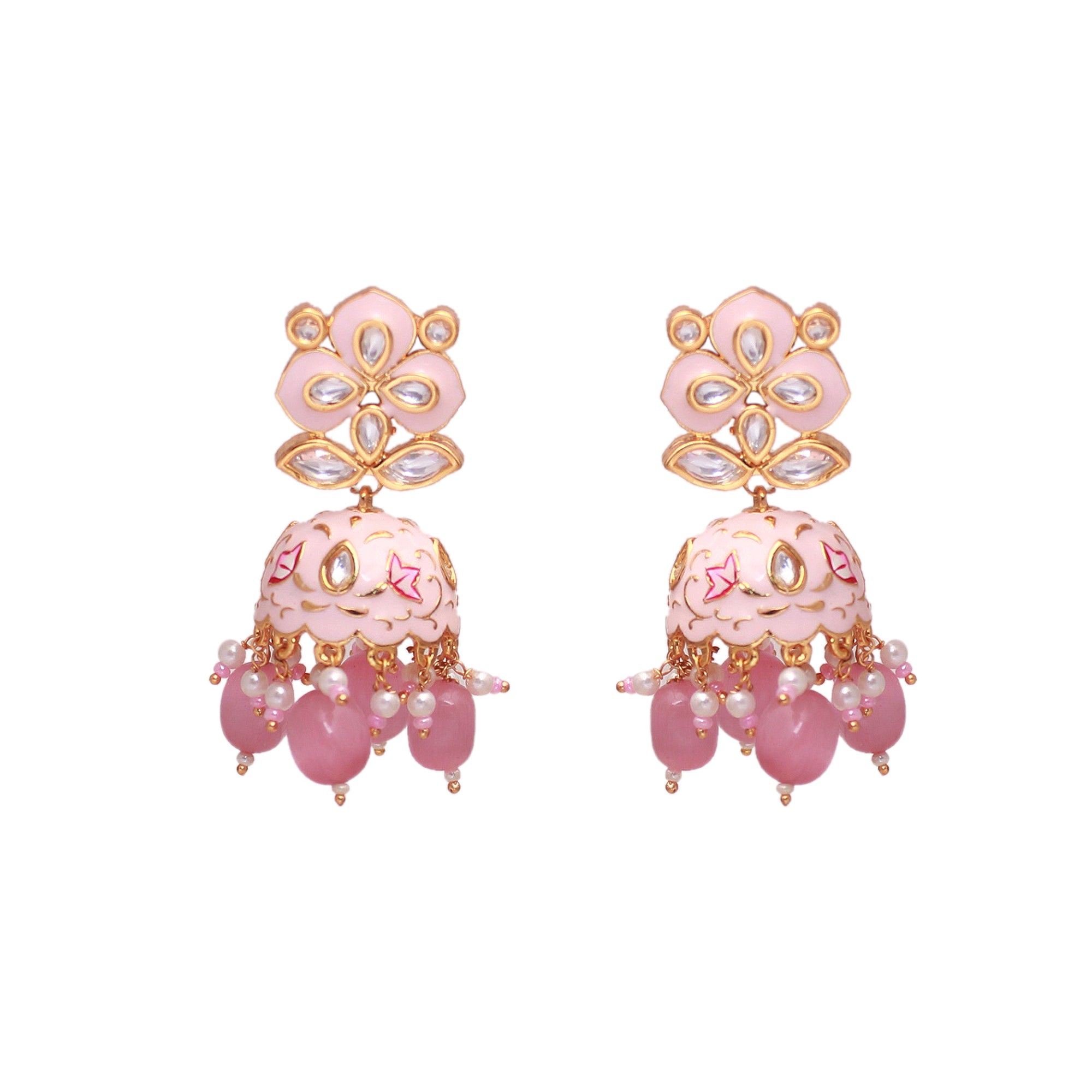 Aisha Pearl Meenakari Polki Jhumkas