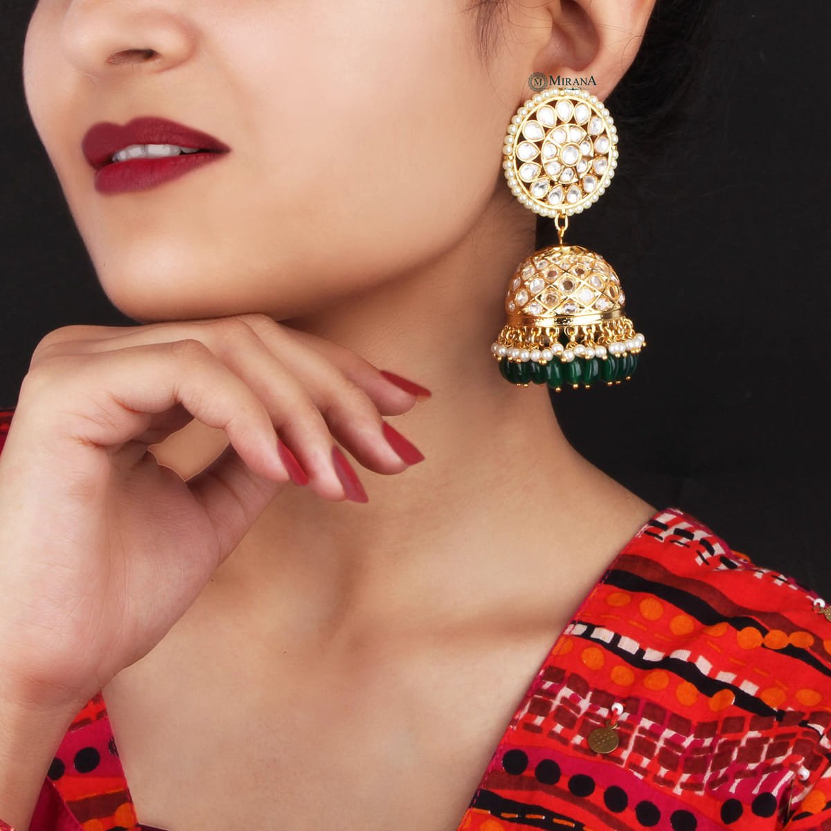 Kundan Polki Big Jhumkas