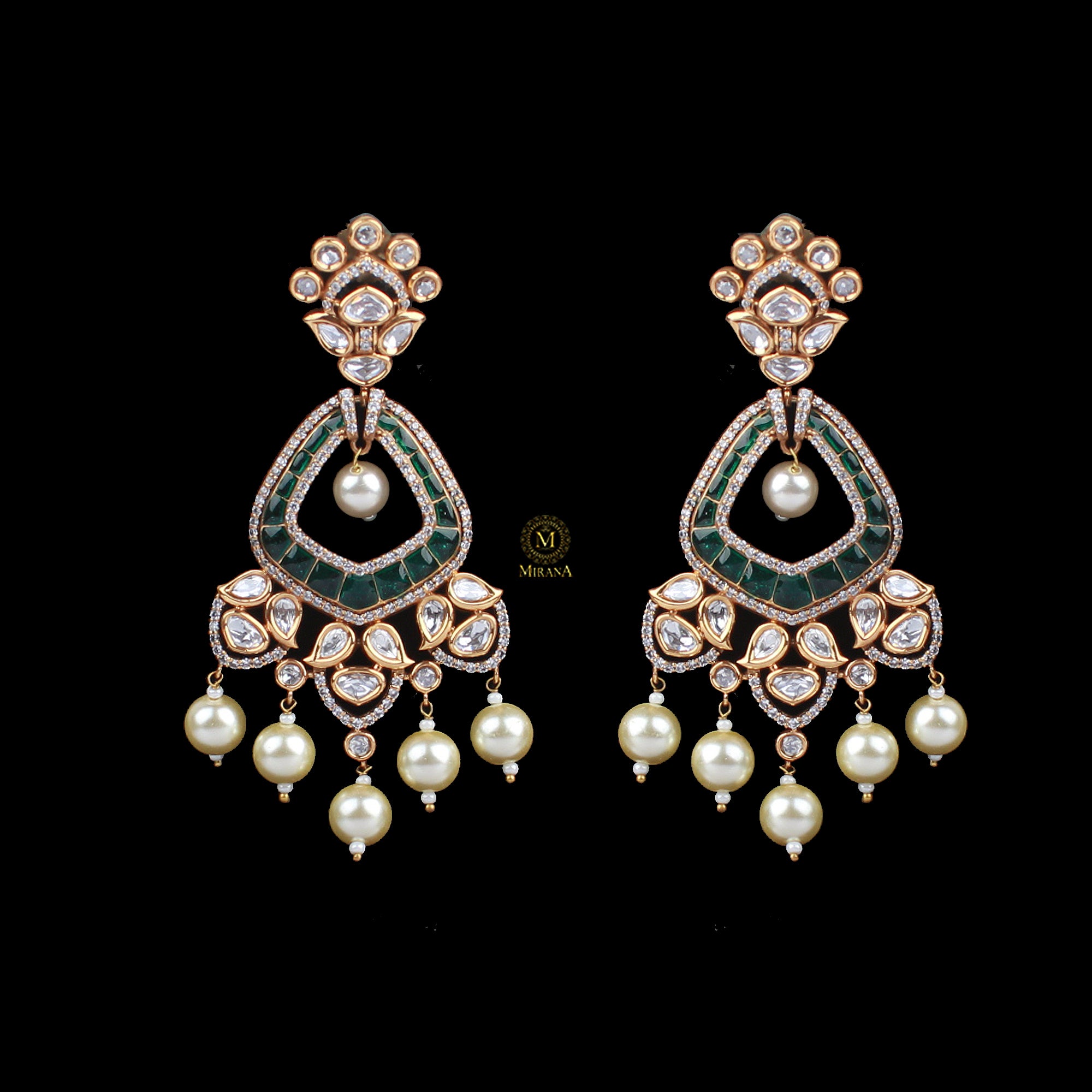 Shubhangi Emerald Green Polki Earrings