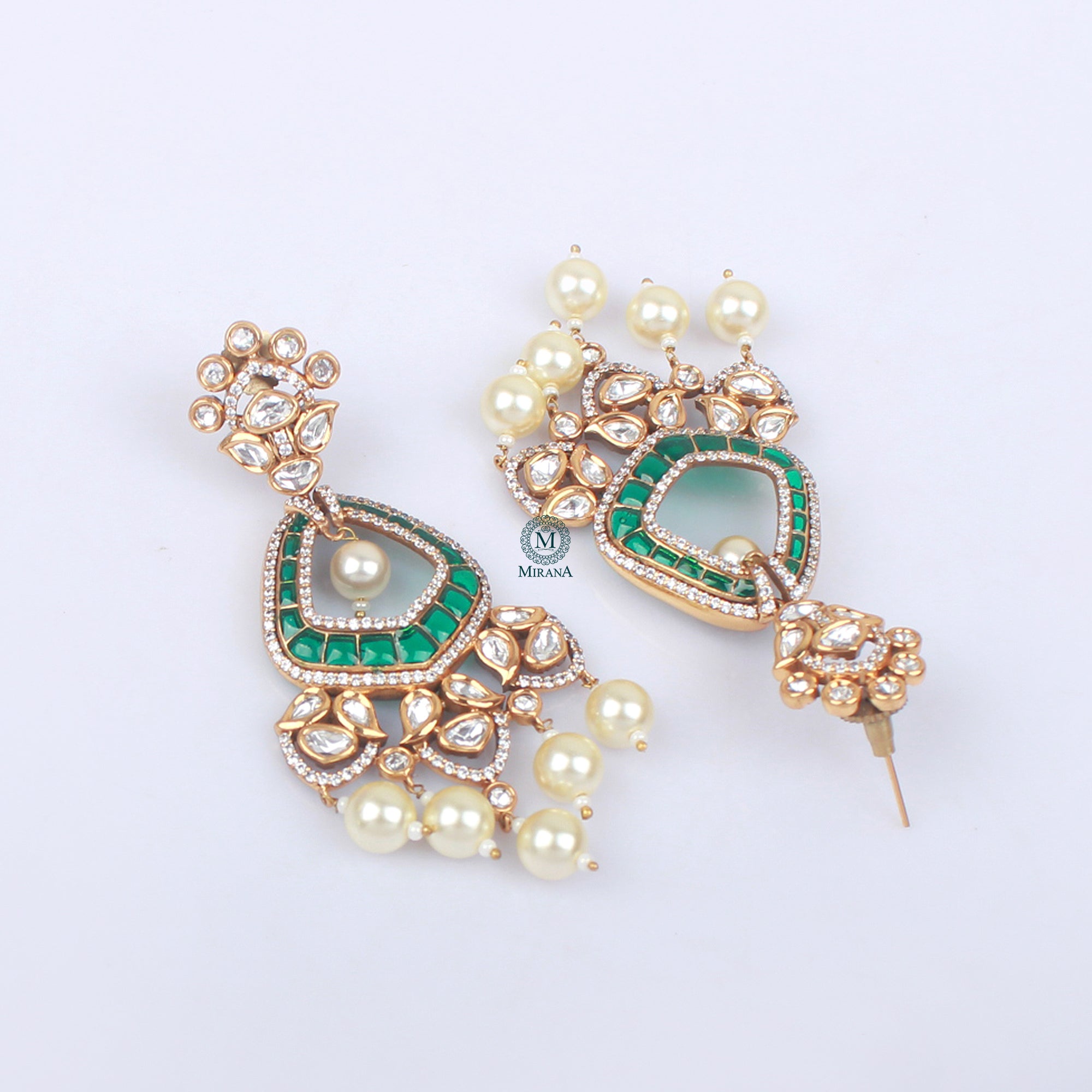 Shubhangi Emerald Green Polki Earrings