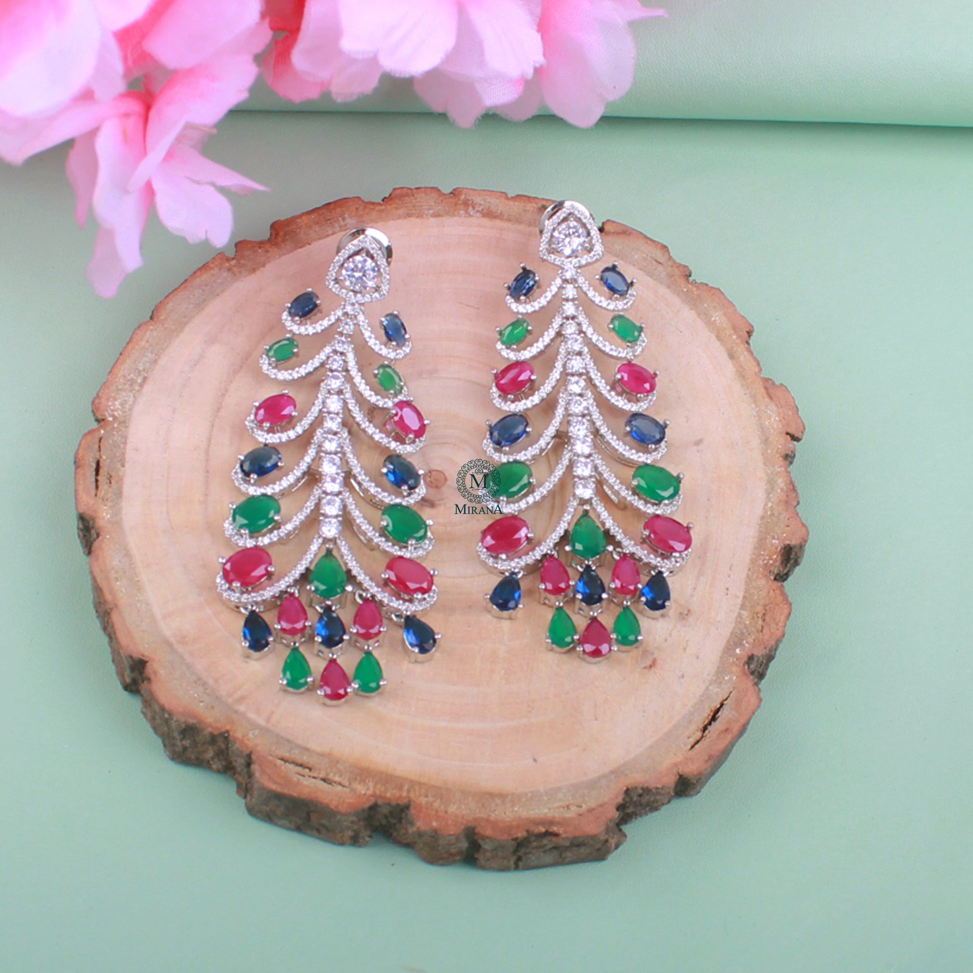 Elani Multicolor CZ Designer Earrings
