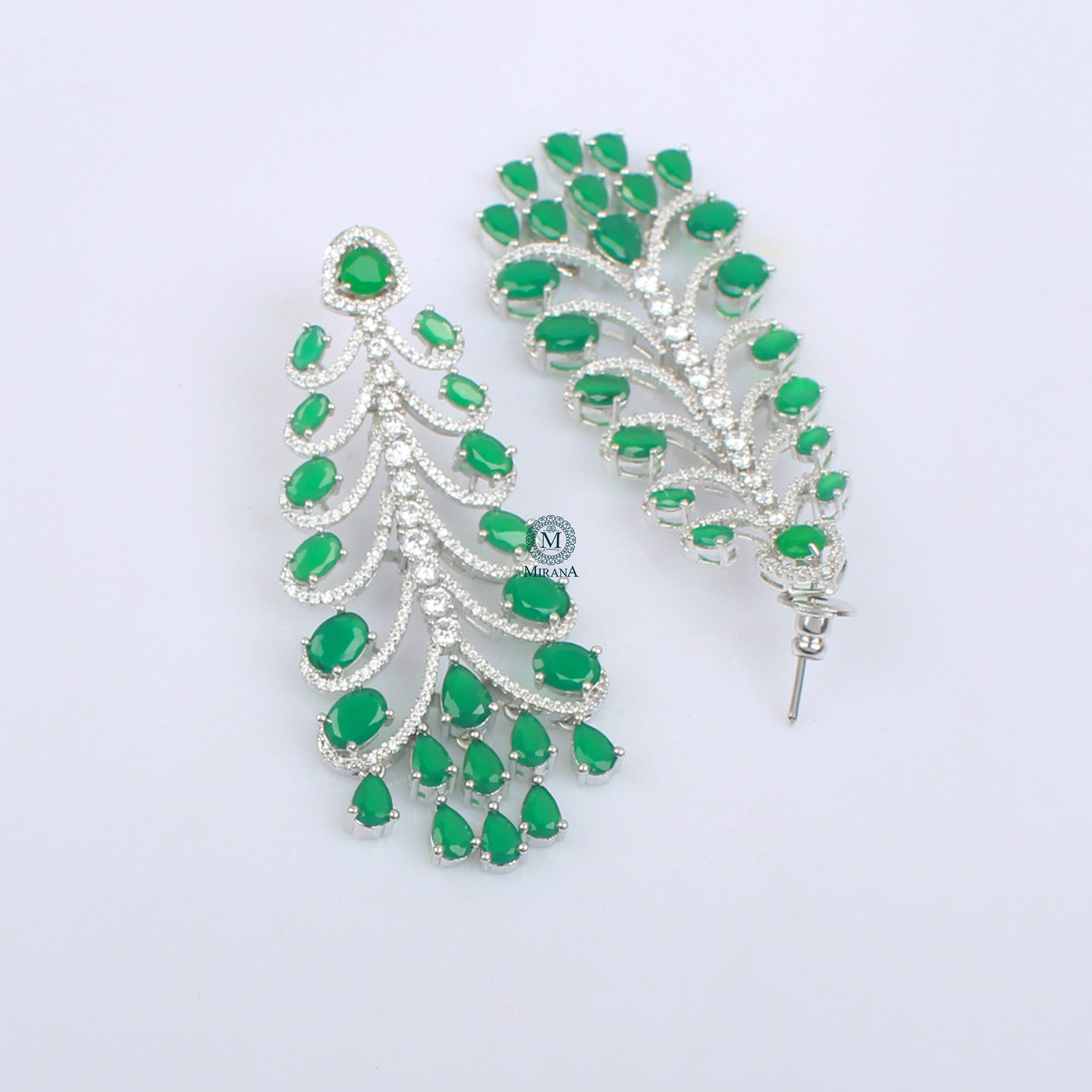 Elani Emerald Green CZ Designer Earrings