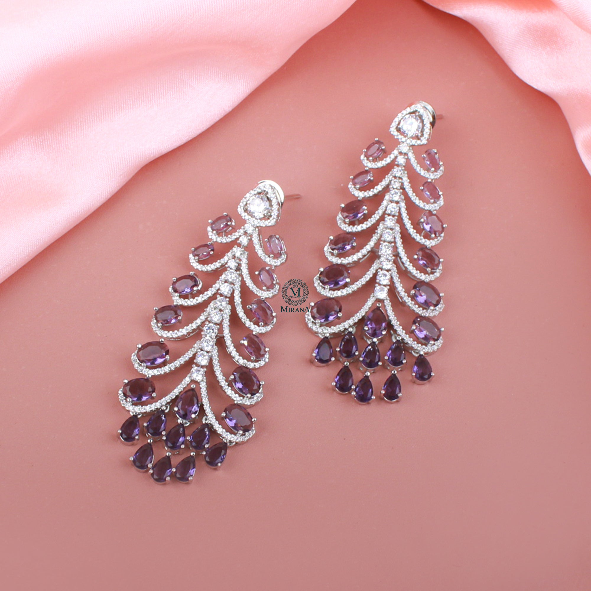 Elani Lavender CZ Designer Earrings