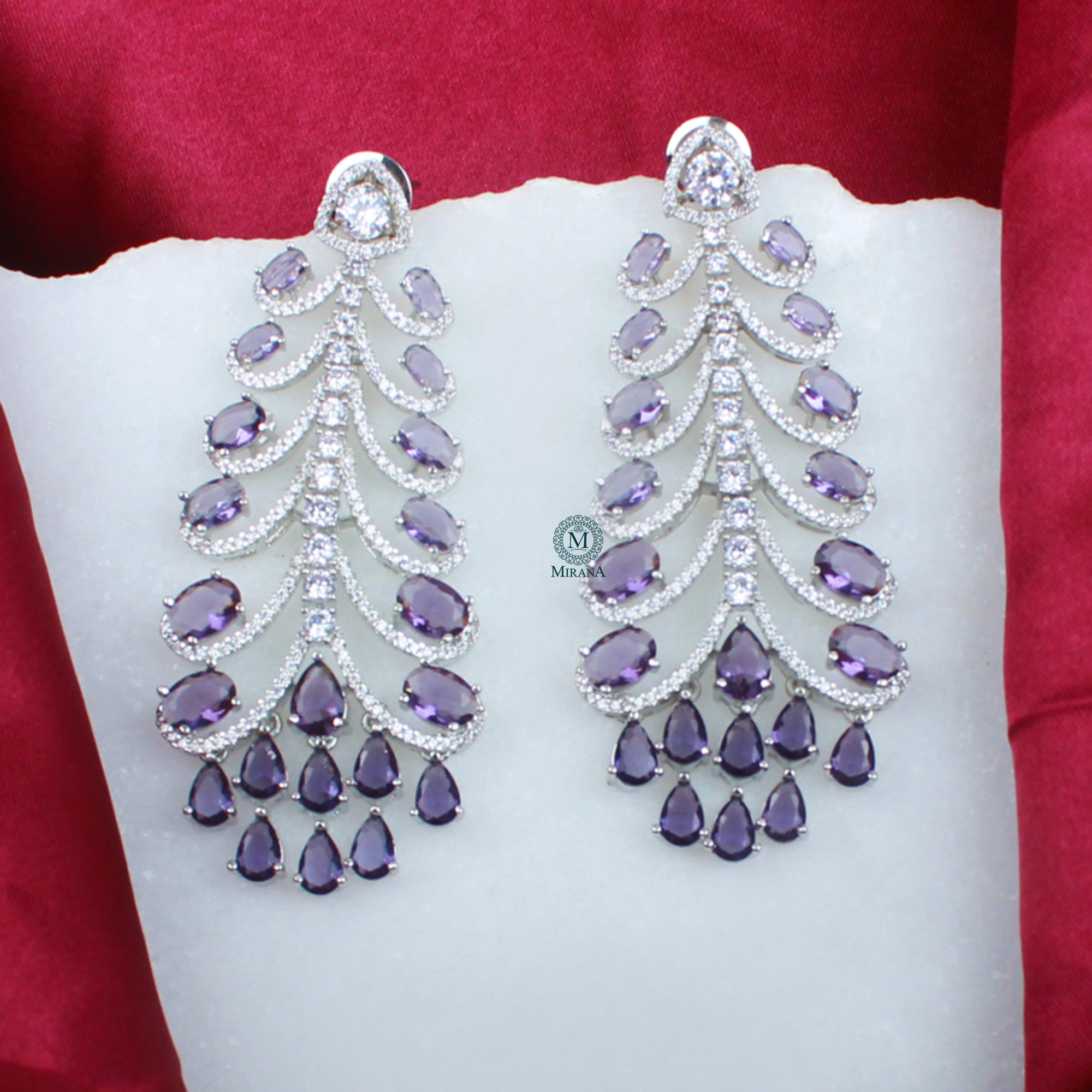 Elani Lavender CZ Designer Earrings