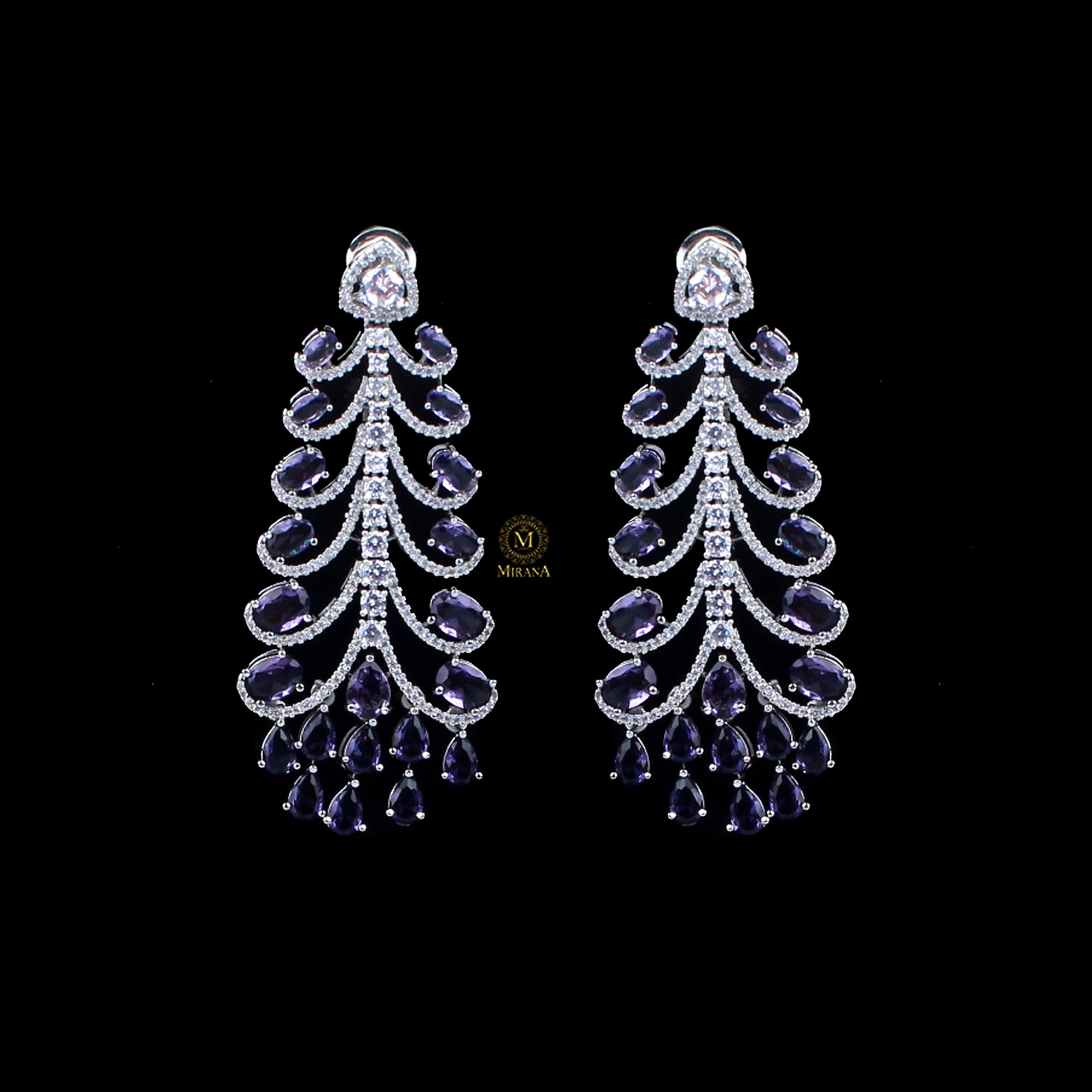 Elani Lavender CZ Designer Earrings