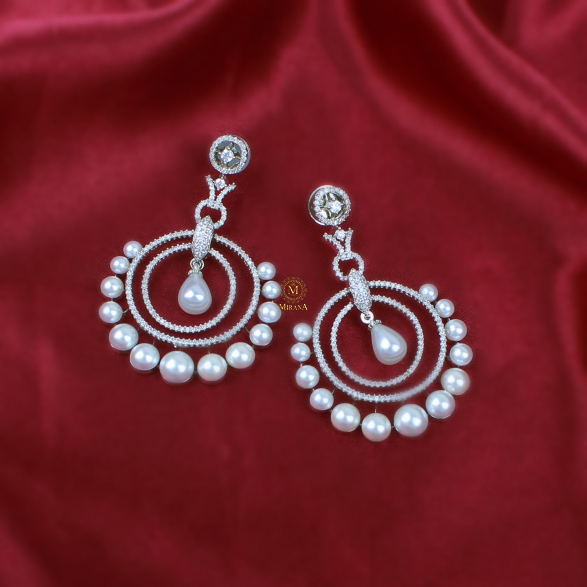 Rosalie Pearl CZ Designer Earrings
