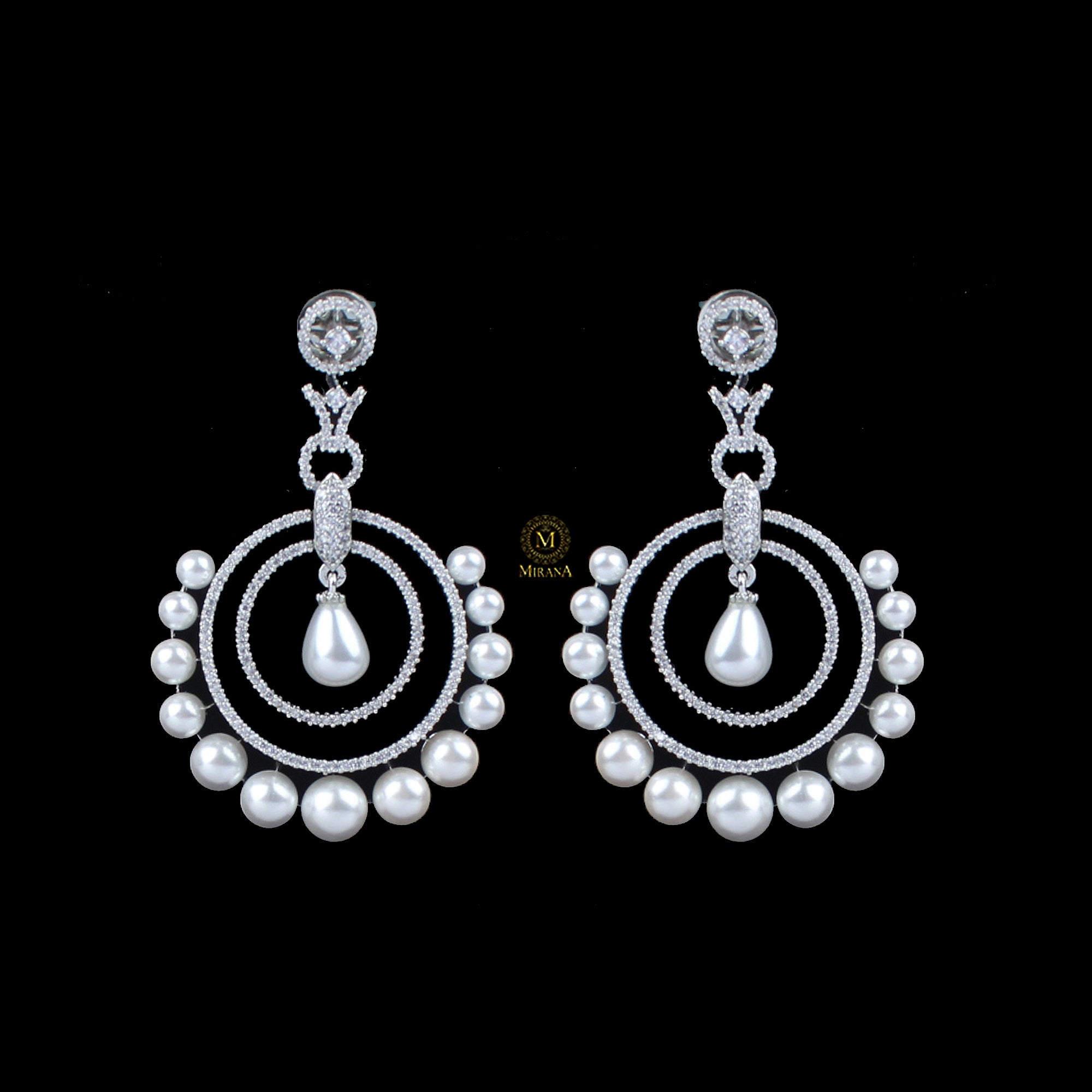 Rosalie Pearl CZ Designer Earrings