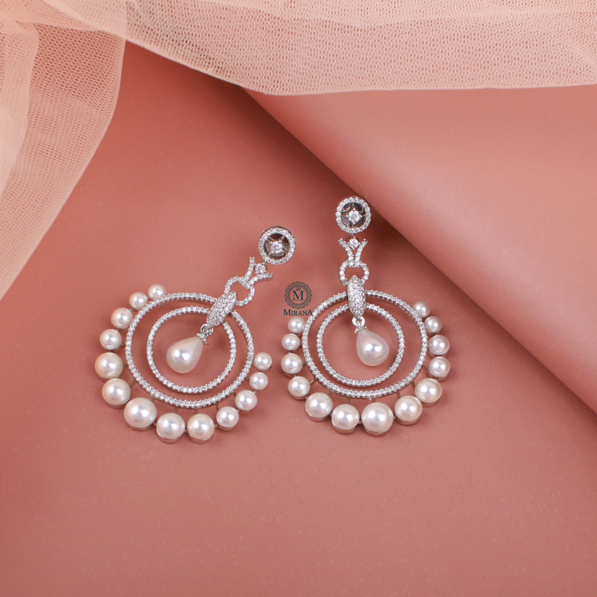 Rosalie Pearl CZ Designer Earrings