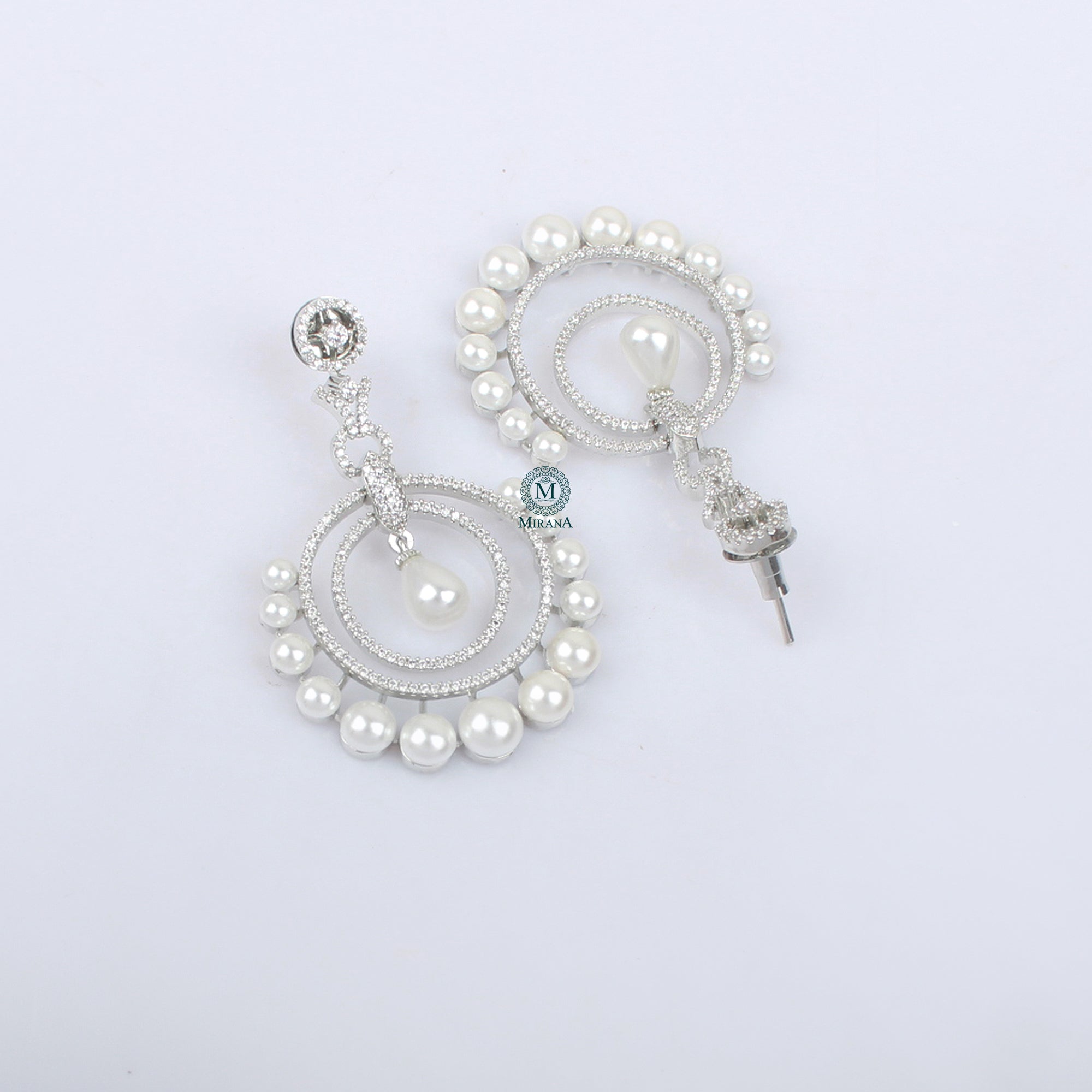 Rosalie Pearl CZ Designer Earrings