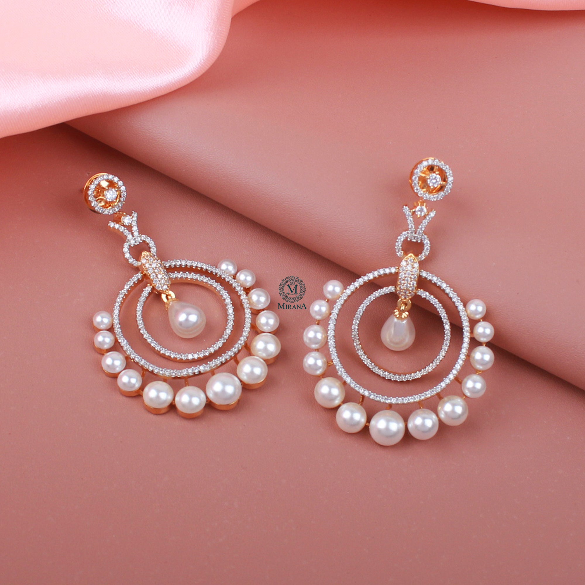 Rosalie Pearl CZ Designer Earrings
