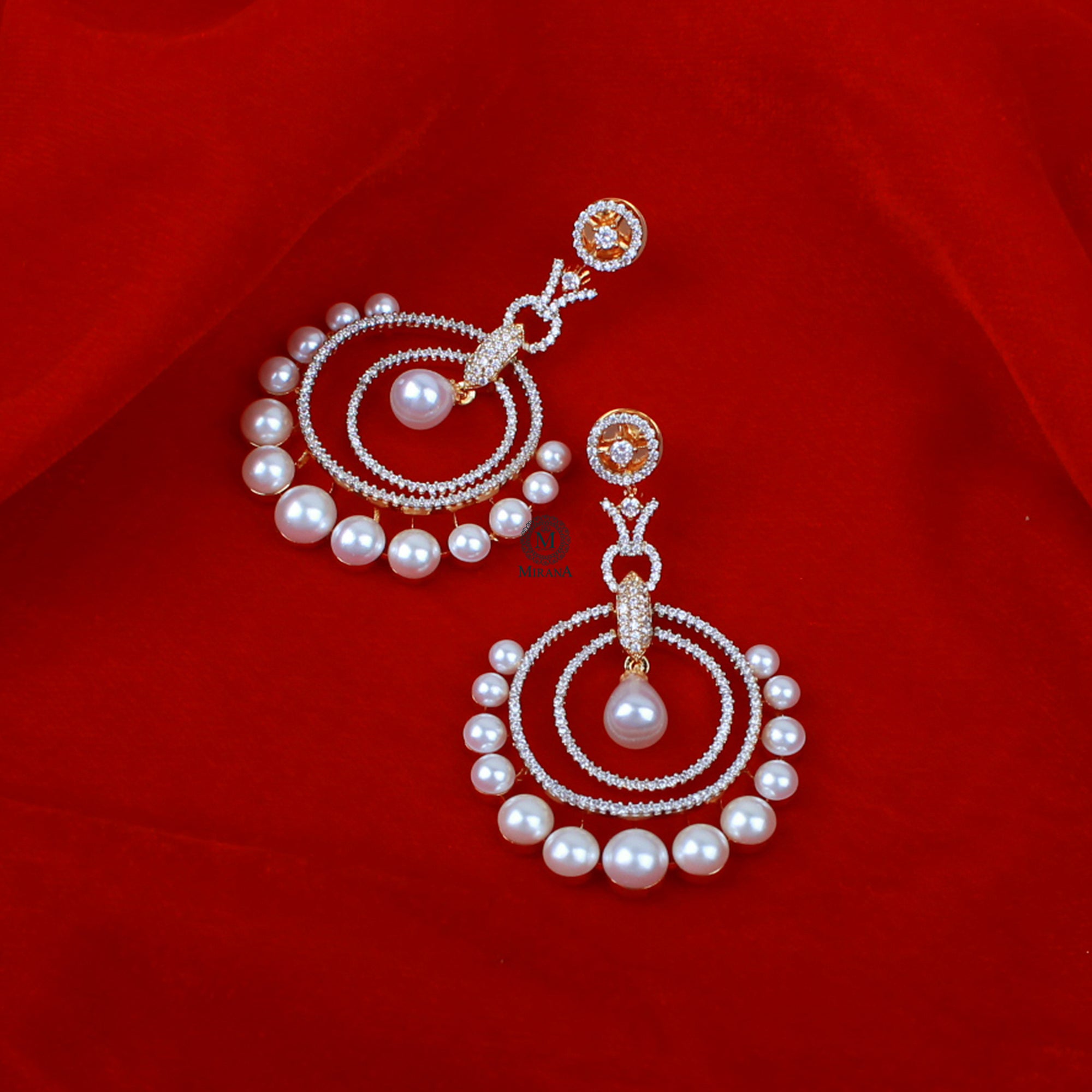 Rosalie Pearl CZ Designer Earrings