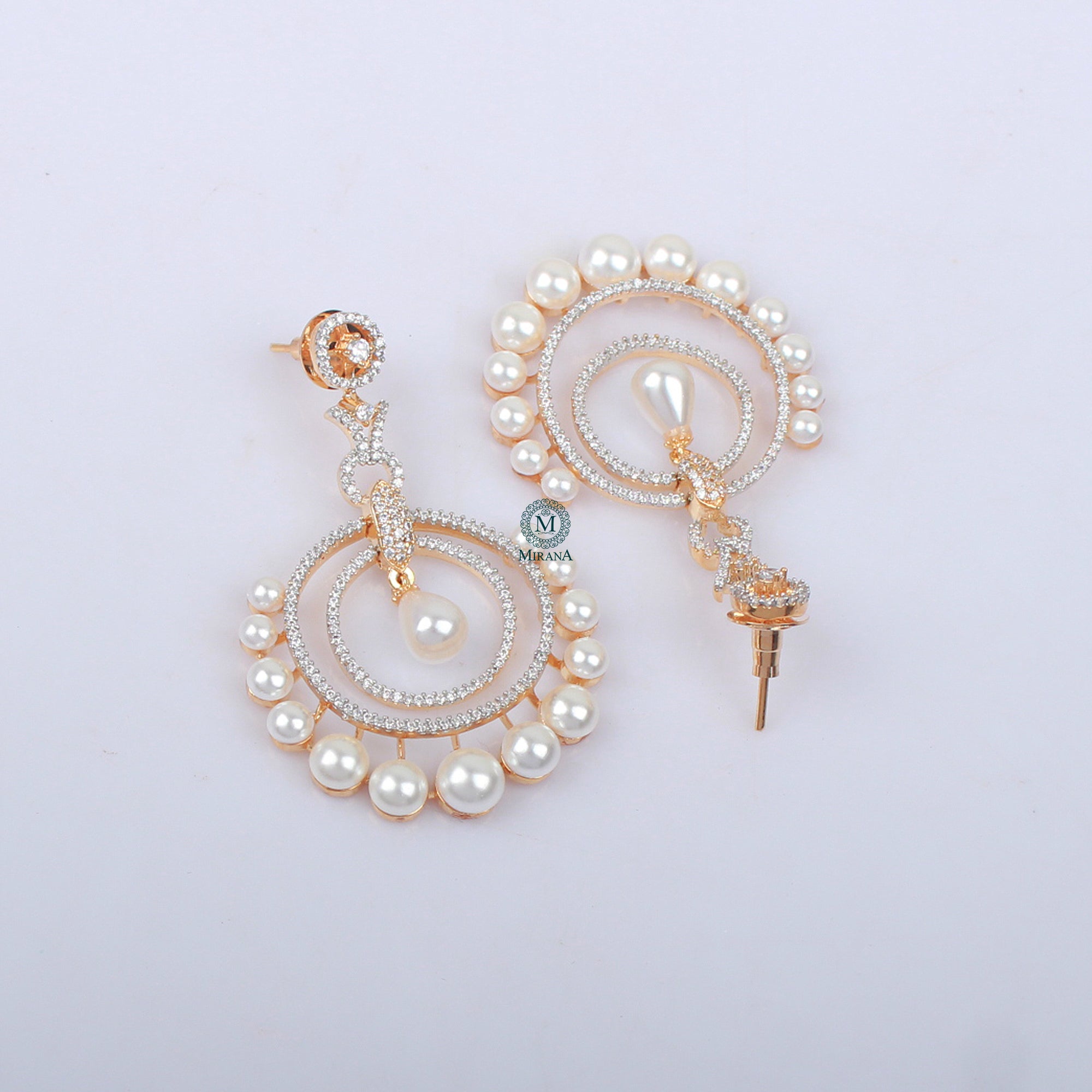 Rosalie Pearl CZ Designer Earrings
