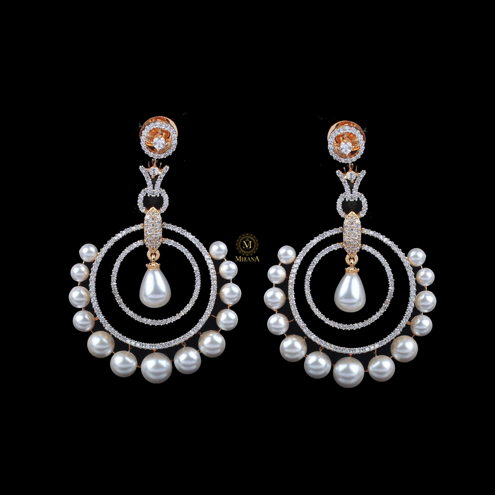 Rosalie Pearl CZ Designer Earrings