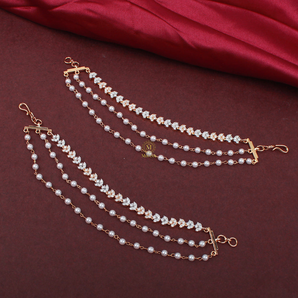 Novie Pearl CZ Ear Chains