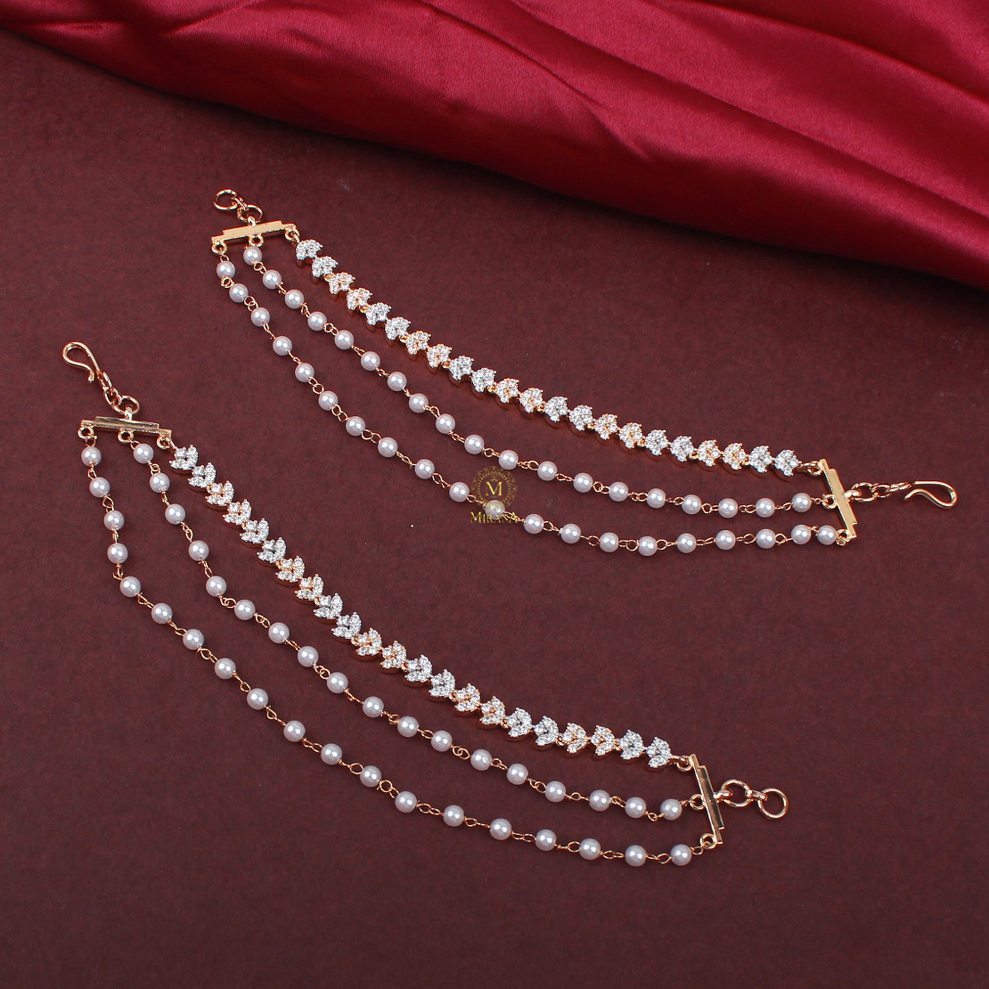 Novie Pearl CZ Ear Chains