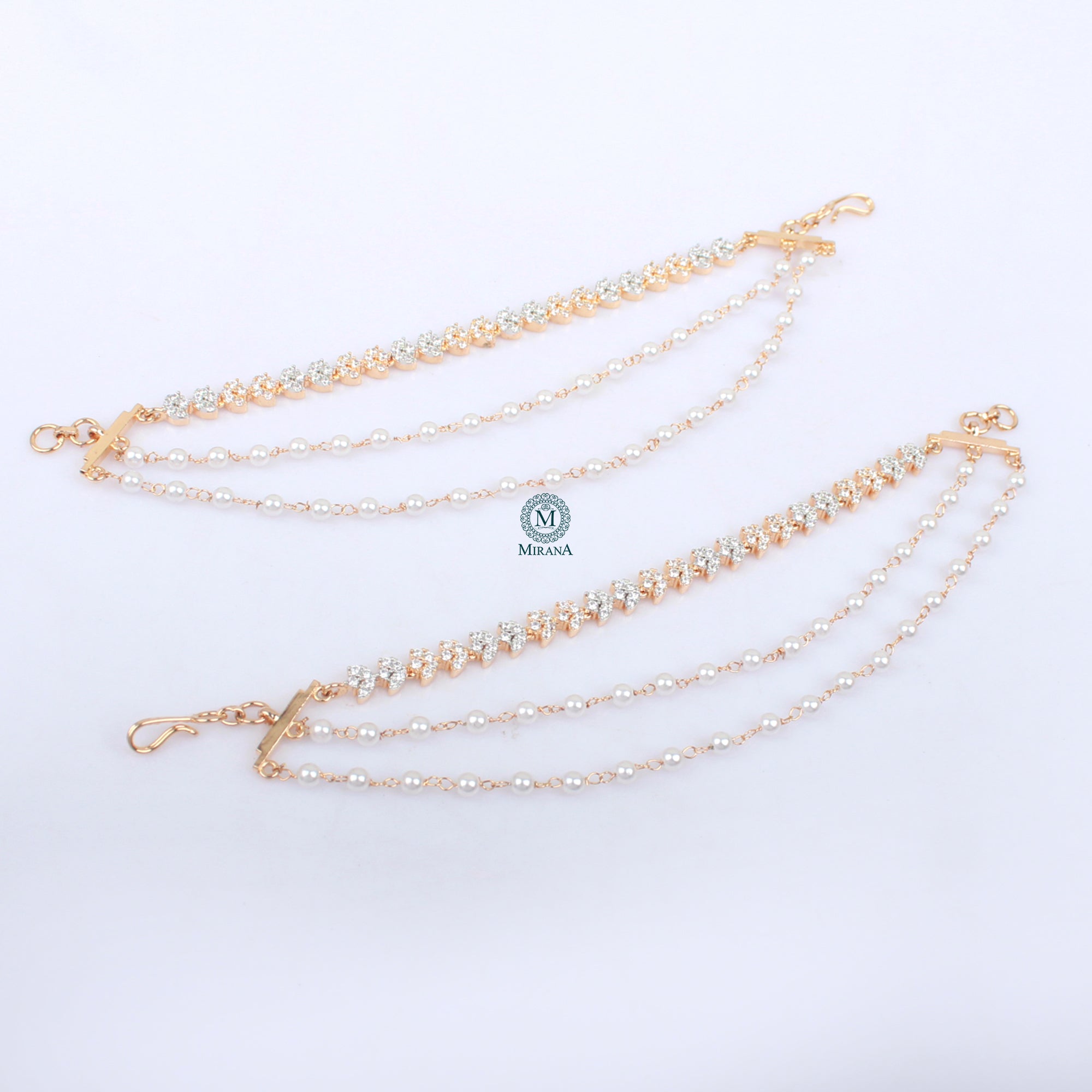 Novie Pearl CZ Ear Chains