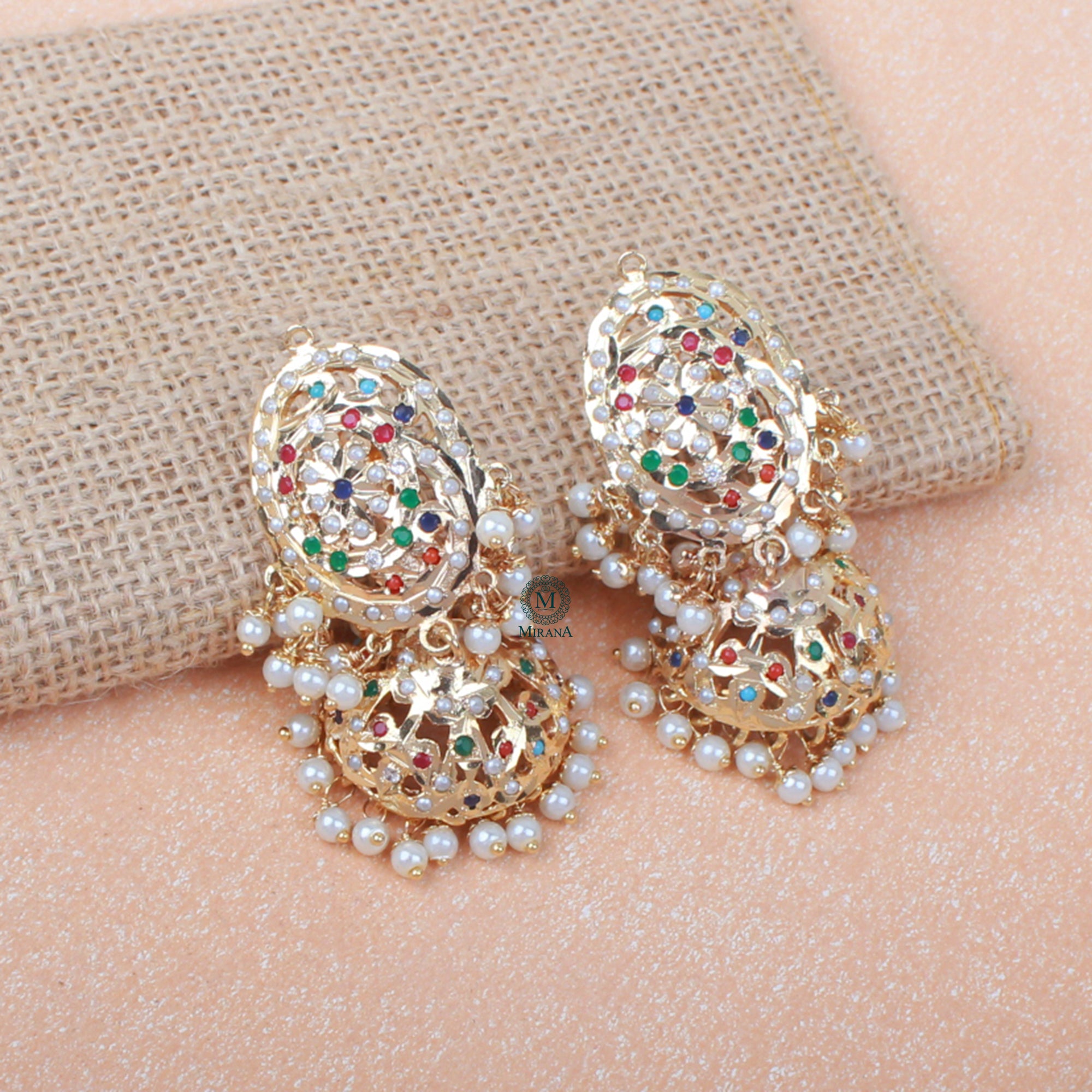 Chavi Multi Colour Jadau Jhumkas