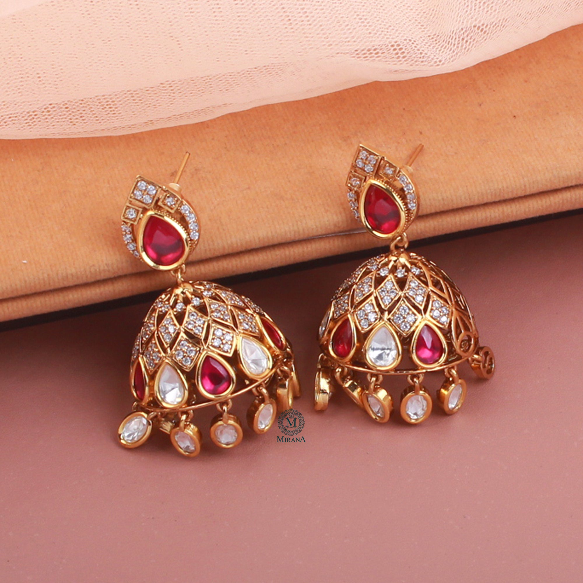 Chaya Polki Designer Jhumkas