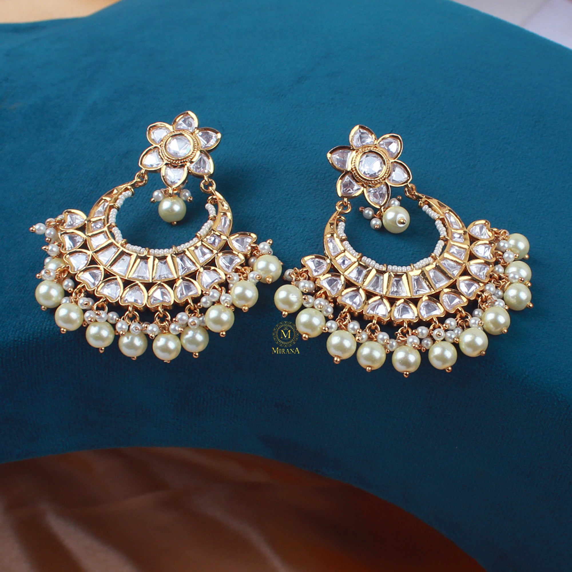 Anishi Pearl Polki Designer Chandbalis