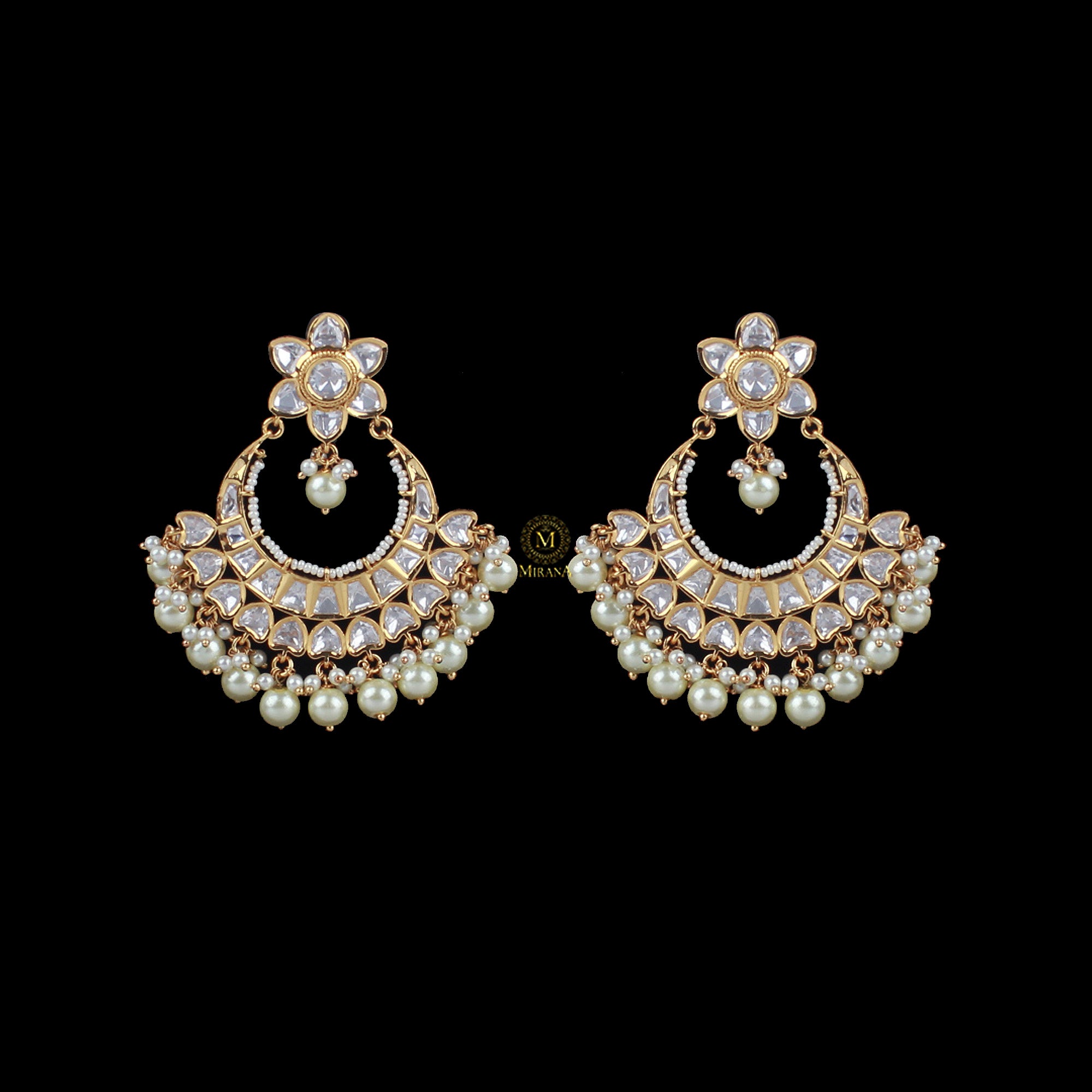Anishi Pearl Polki Designer Chandbalis