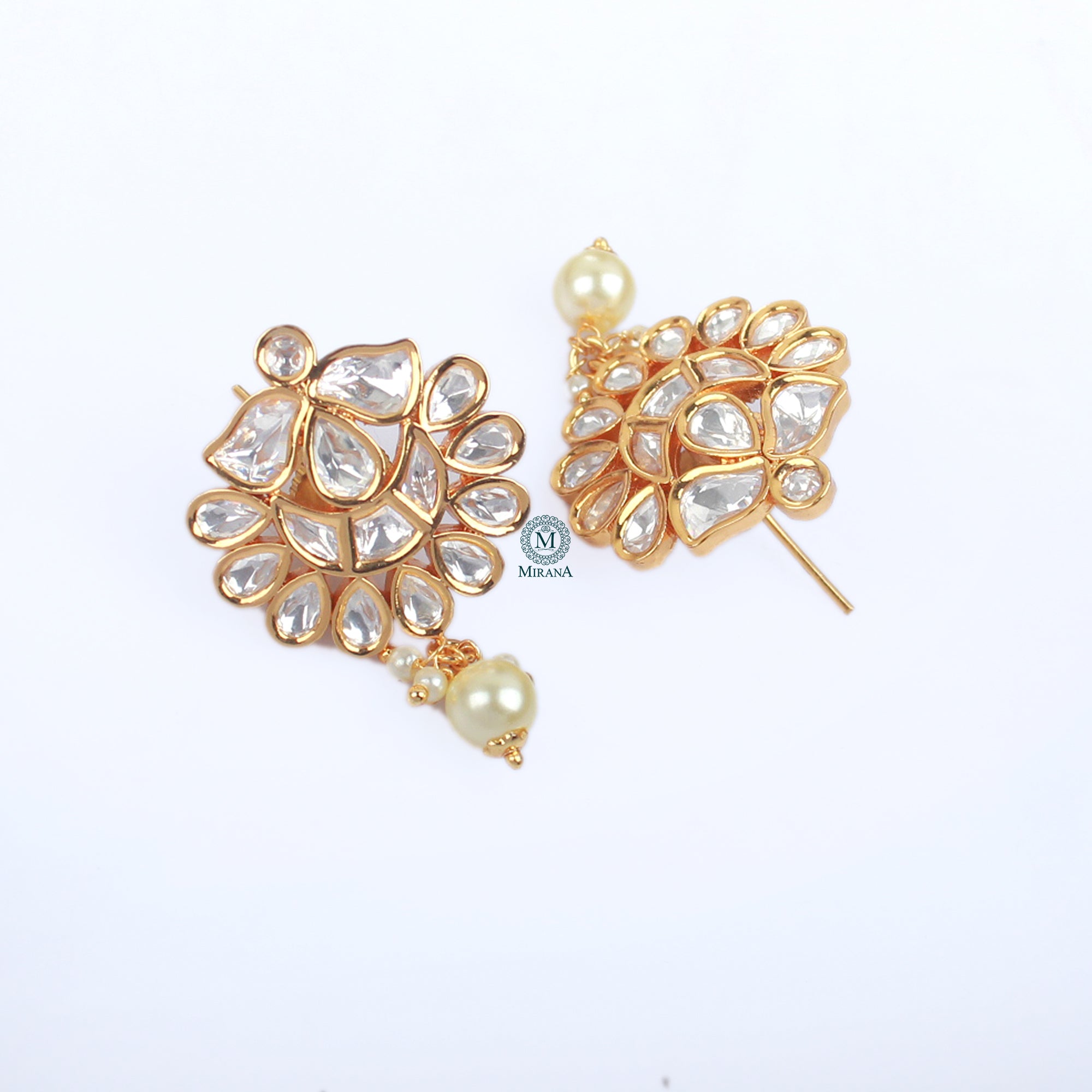 Purva Pearl Polki Designer Earrings