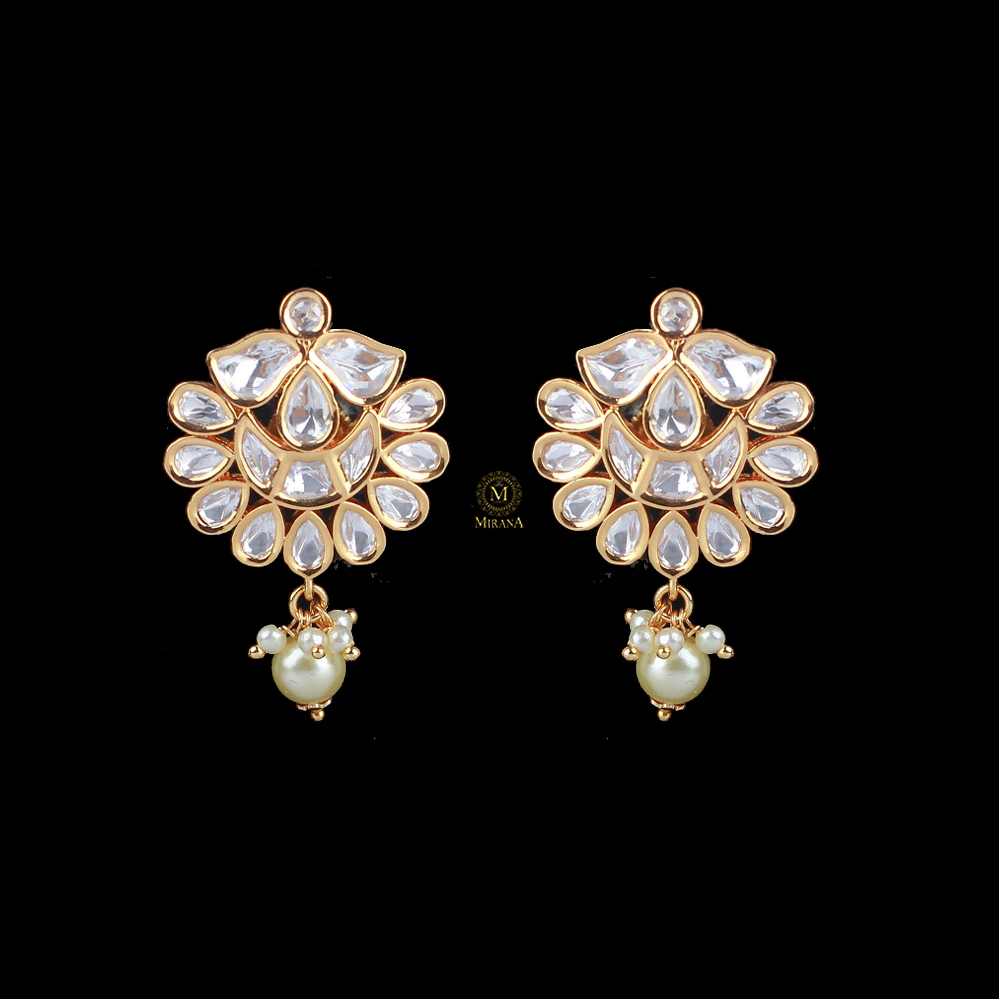 Purva Pearl Polki Designer Earrings