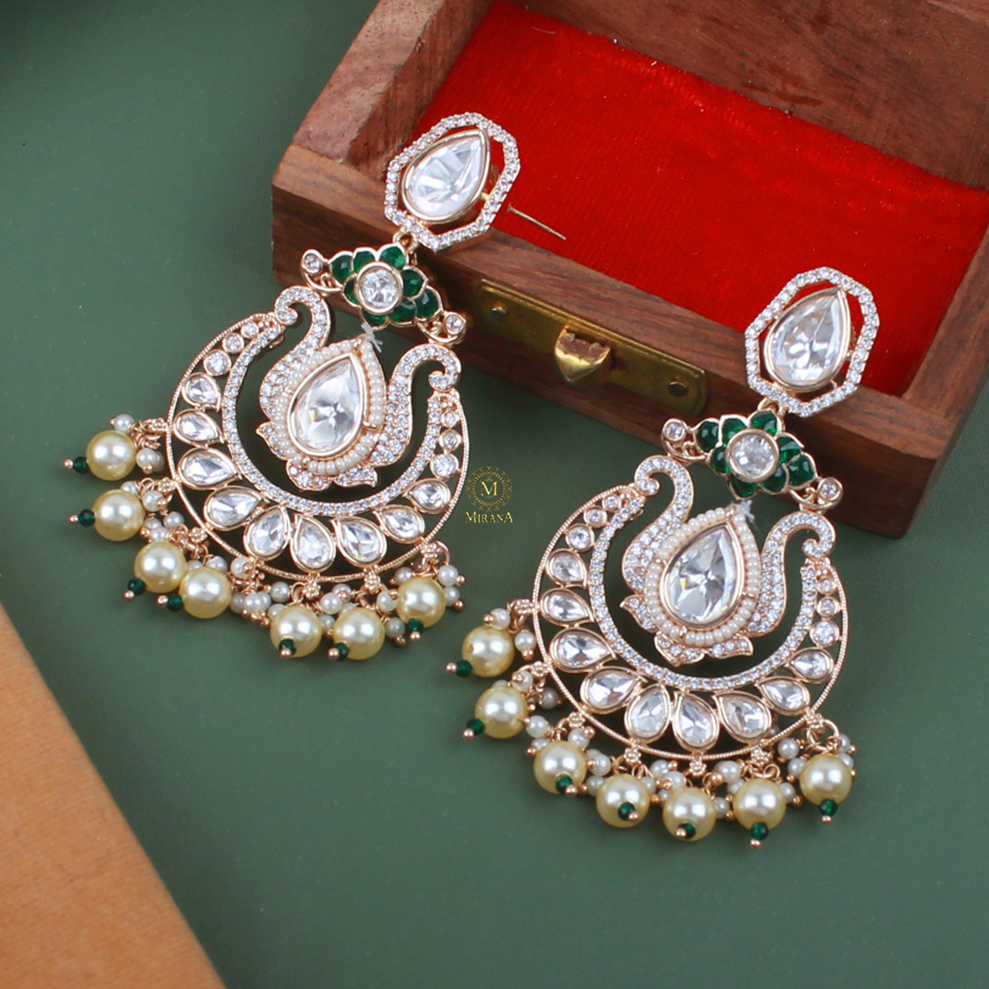 Vanhi Pearl Polki Designer Earrings