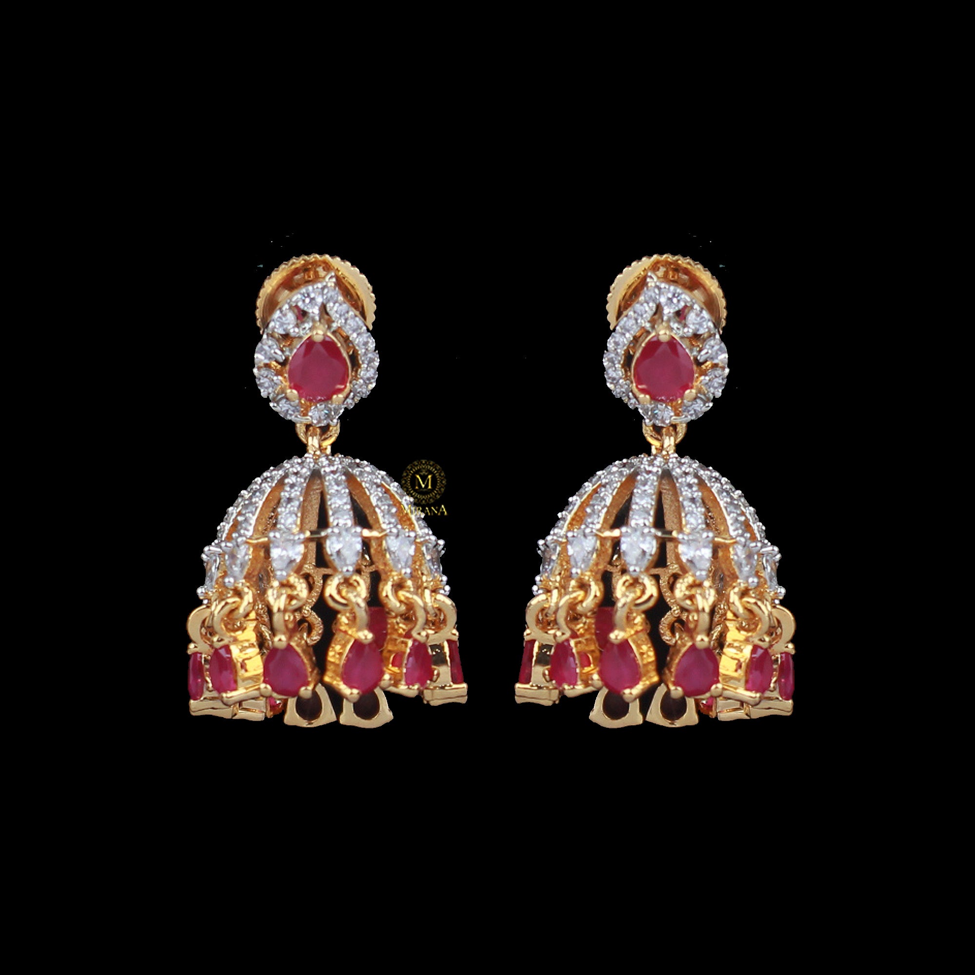 Simi CZ Designer Jhumkas
