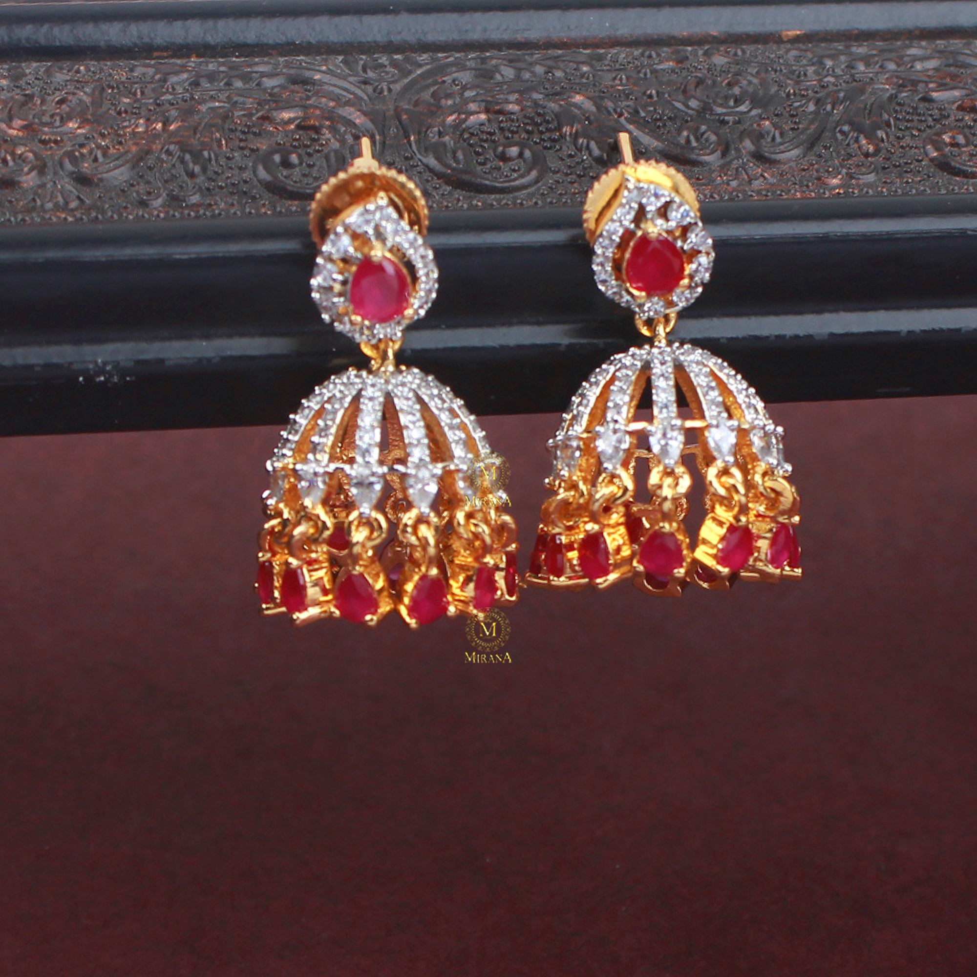 Simi CZ Designer Jhumkas