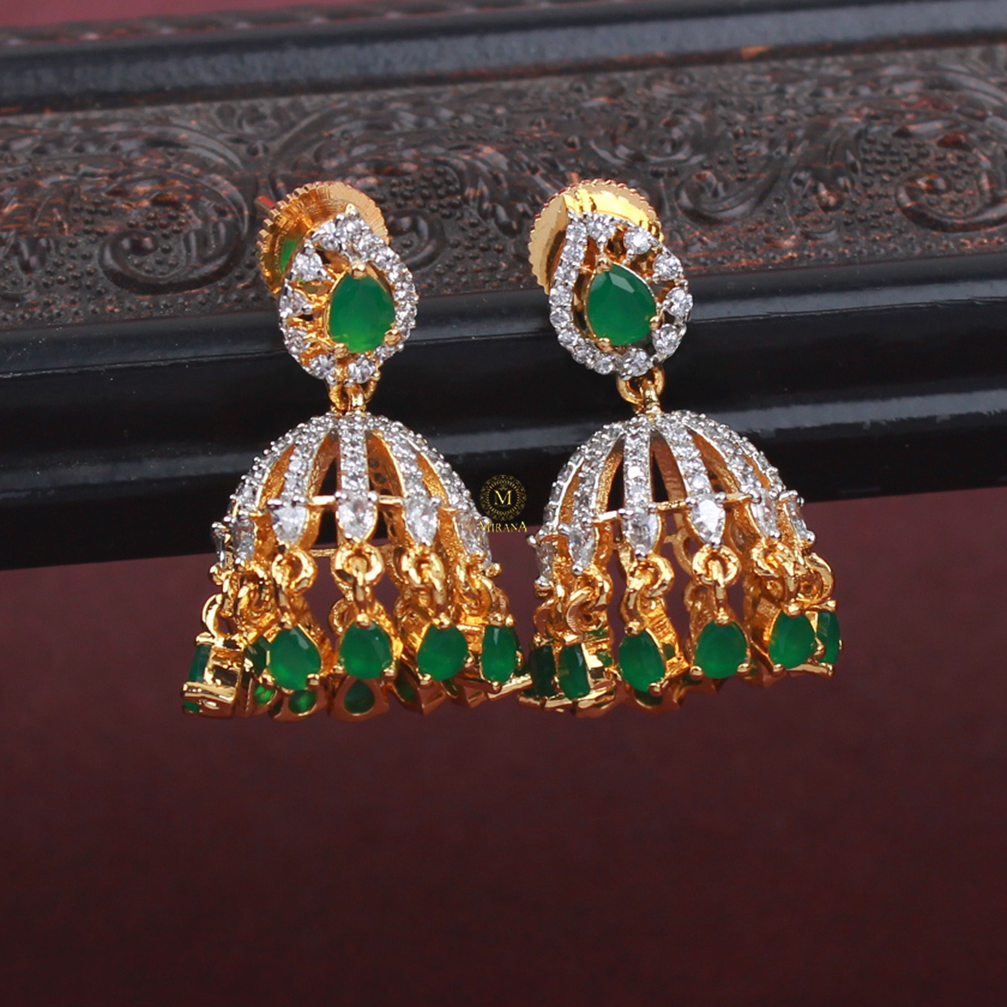 Simi CZ Designer Jhumkas